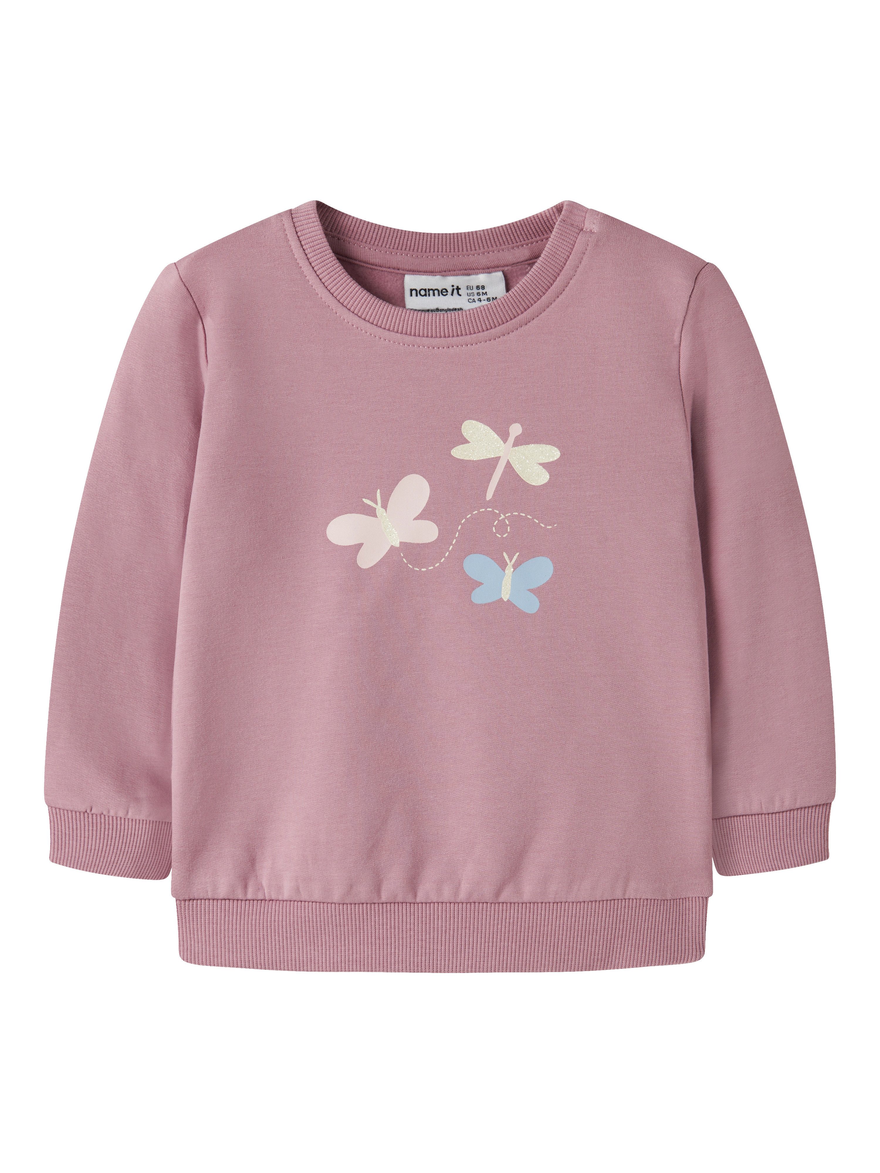 Name It Sweatshirt NBFVRILLIE LS SWEAT BOX BRU Baumwollmischung, regular fit