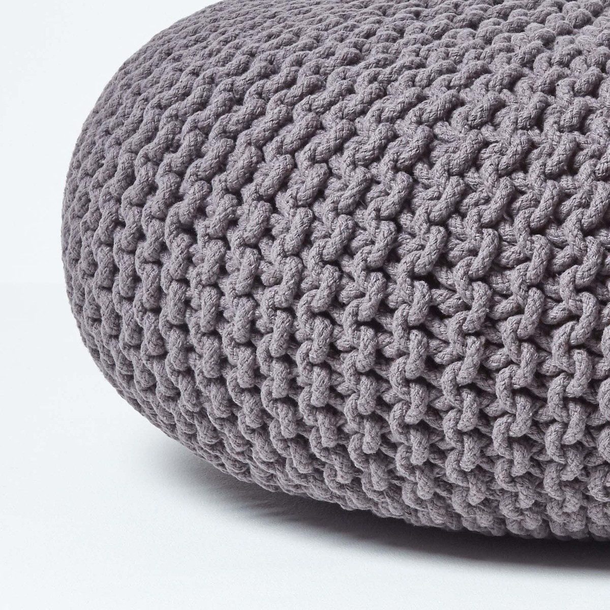 Homescapes Pouf Großer Strickpouf 100% Baumwolle, grau
