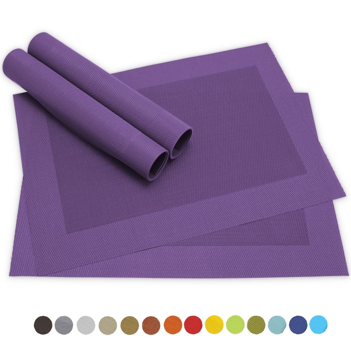 matches21 HOME & HOBBY Platzset Столовые наборы BORDA 4er Set Violett als Tischuntersetzer, (4-St), Abwaschbare Platzsets als Tischunterlagen für Ess-Tisch Tisch-Deko