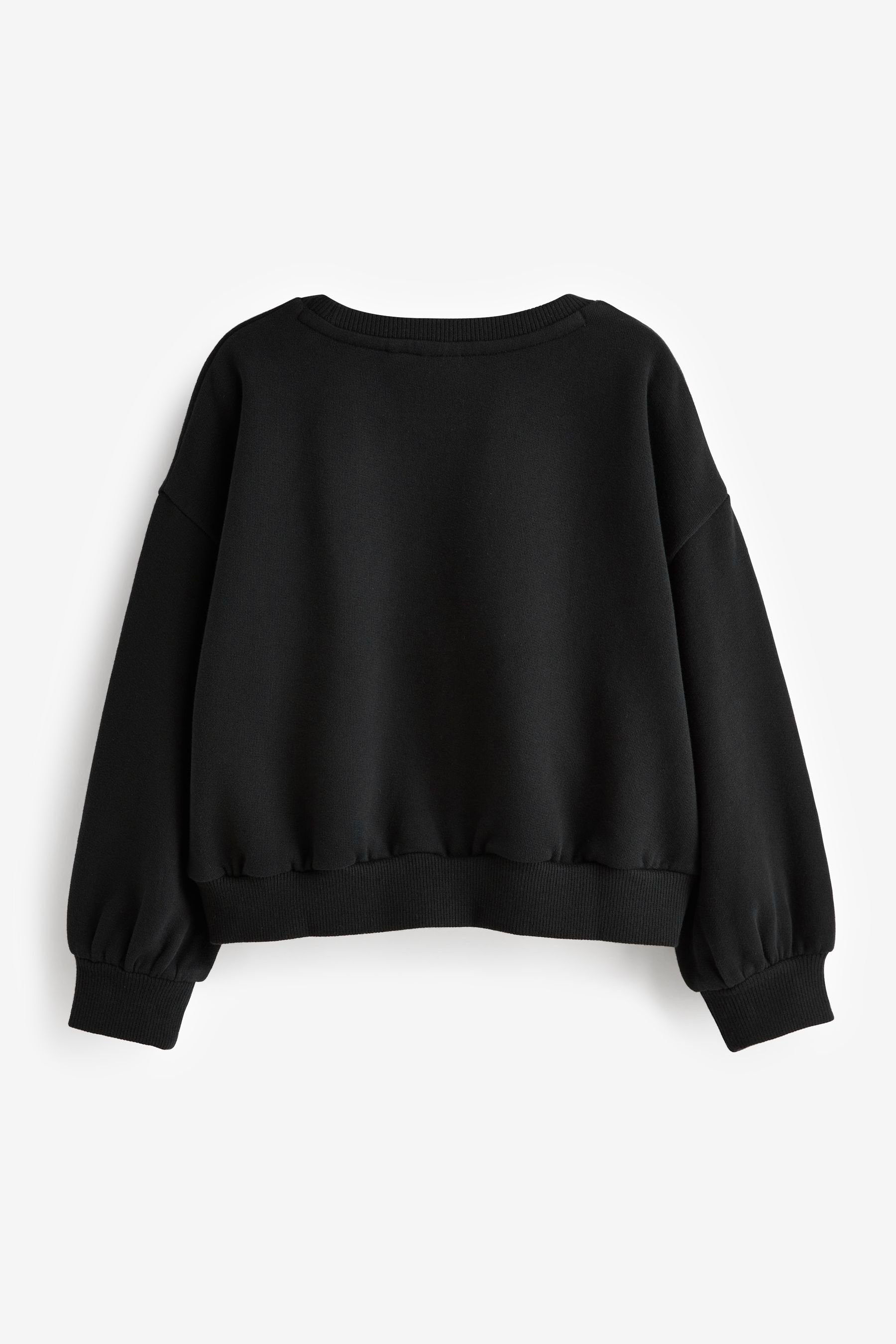 Rundhalsausschnitt Next (1-tlg) Sweatshirt mit Sequin Black Sweatshirt Cropped