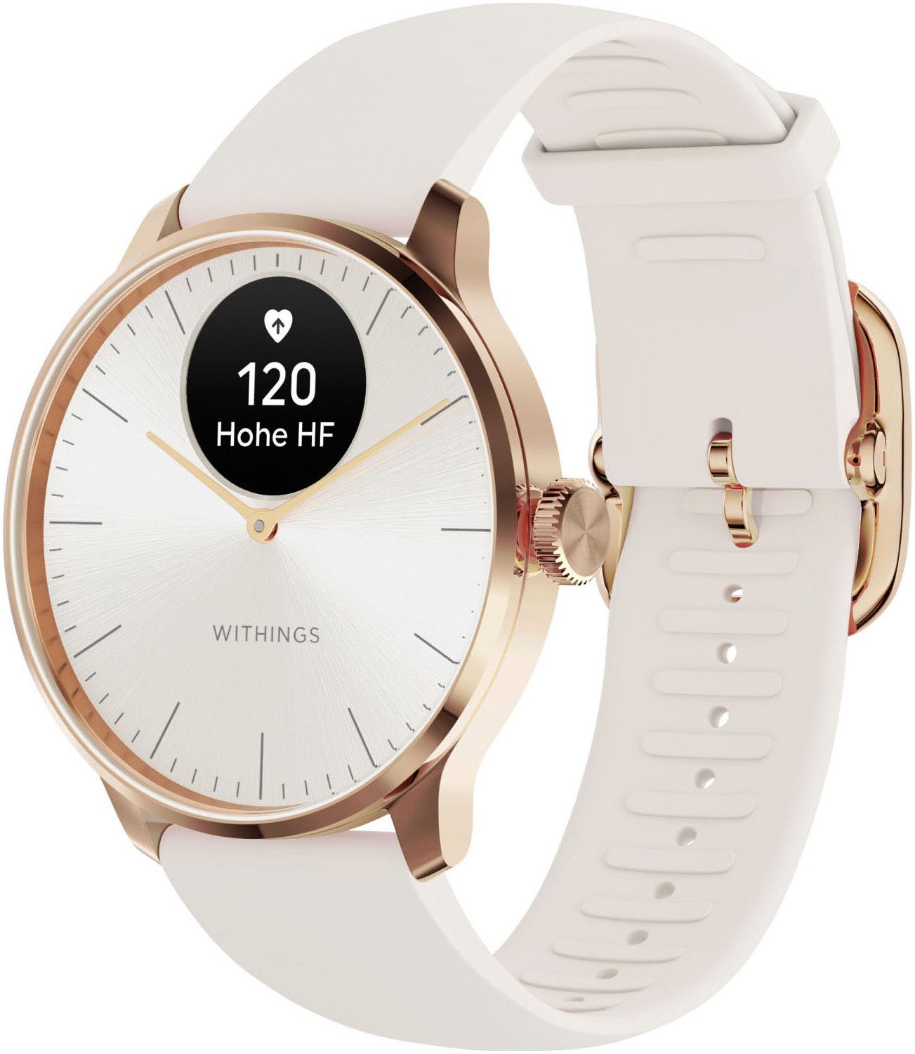 Withings ScanWatch Light 37mm RoseGold, Akku bis 35 Tage, 50 M Wasserdicht Smartwatch (0,63 Zoll), Leicht, elegant, langlebig, hybride, für tägliches Gesundheitstracking