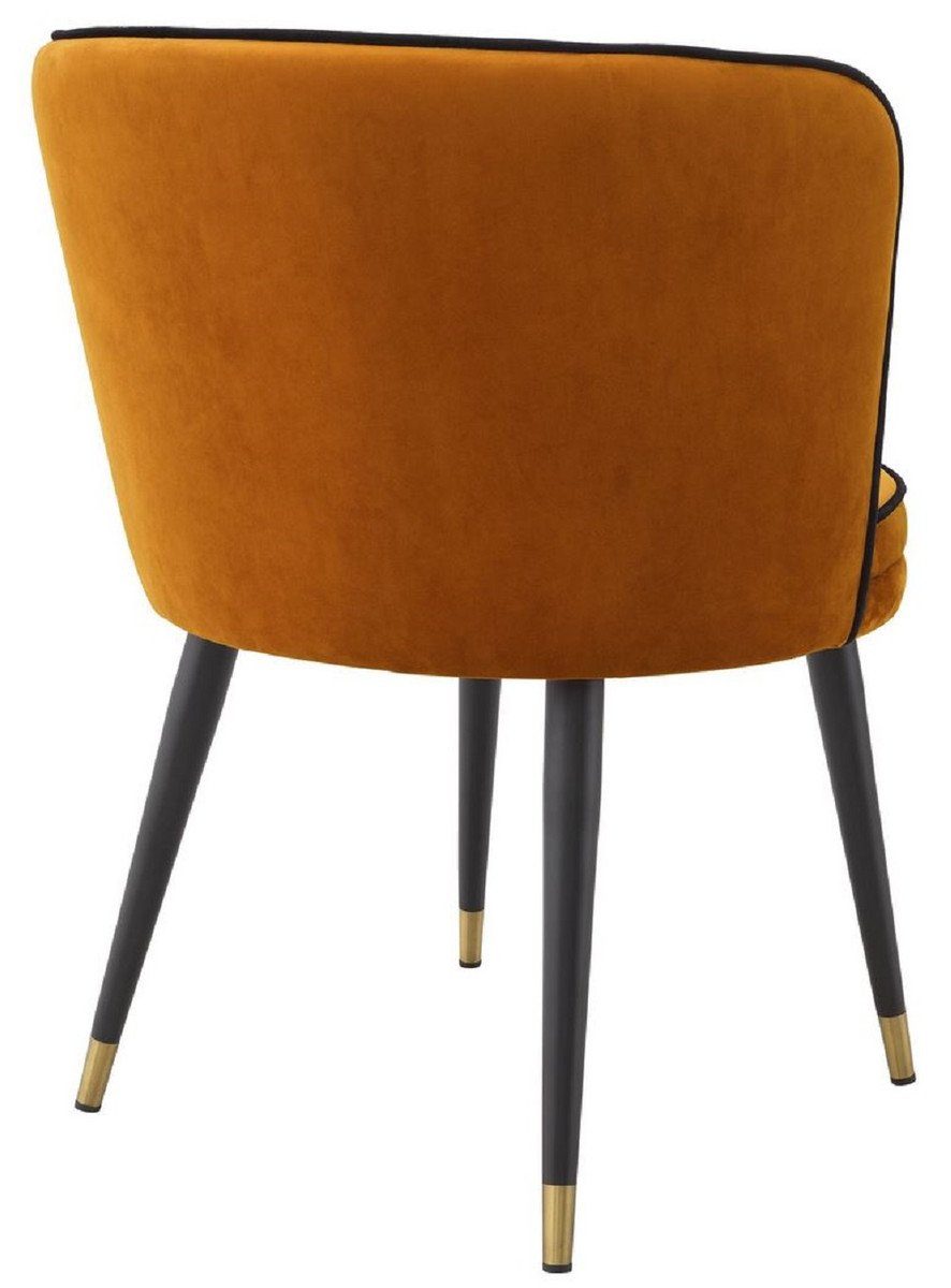 Küchenstuhl Esszimmermöbel Drehstuhl cm Samt Vintage / Esszimmerstuhl Stuhl Schwarz Padrino / H. 76 - Retro Drehbarer Messingfarben - 62 x Luxus Esszimmerstuhl - - 62 Casa x Orange