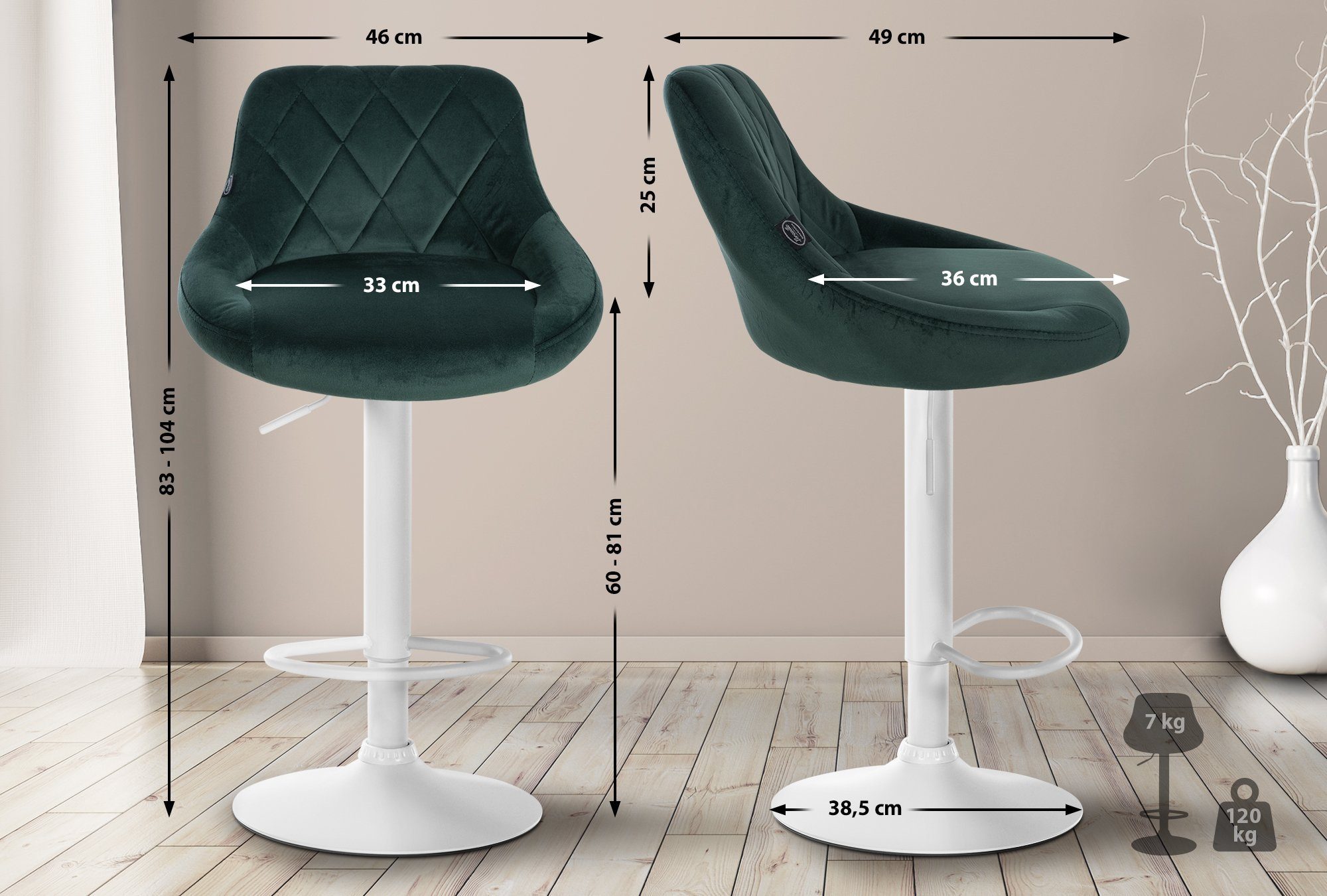 CLP Barhocker Lazio Samt (2er Set, günstig online kaufen