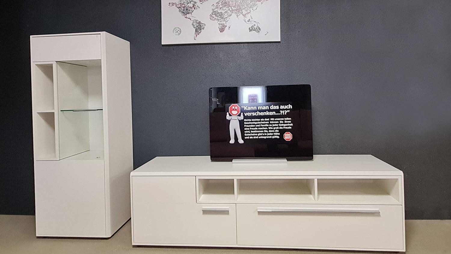 Möbel Akut Wohnwand Wohnwand LIGHT LINE 5 weiß matt Lack TV-Board und Vitrine