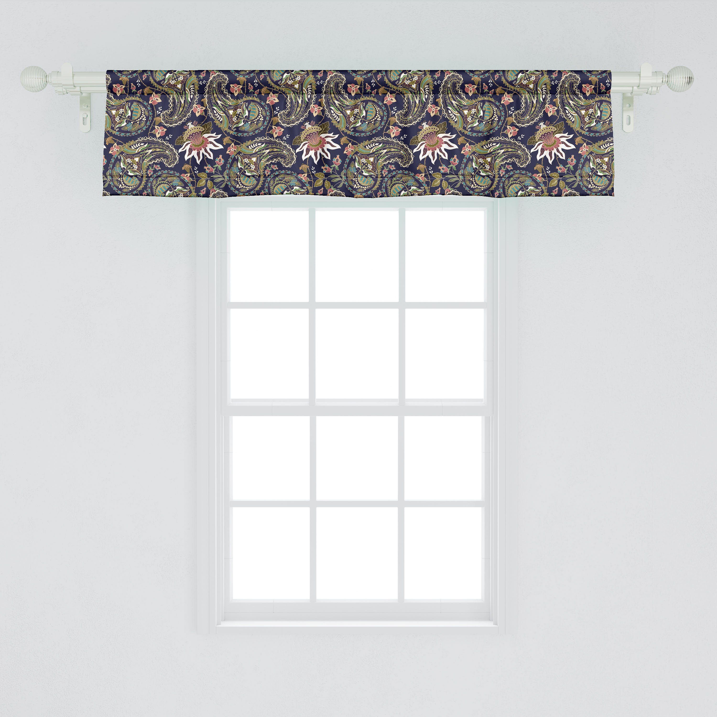 Küche Microfaser, Volant Stangentasche, Vorhang Jacobean Schlafzimmer für Scheibengardine Abakuhaus, mit Paisley Dekor