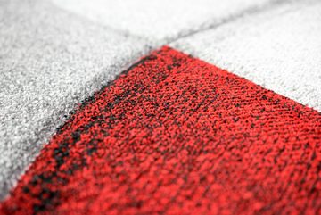 Teppich Teppich modern abstrakt in rot grau schwarz, TeppichHome24, rechteckig