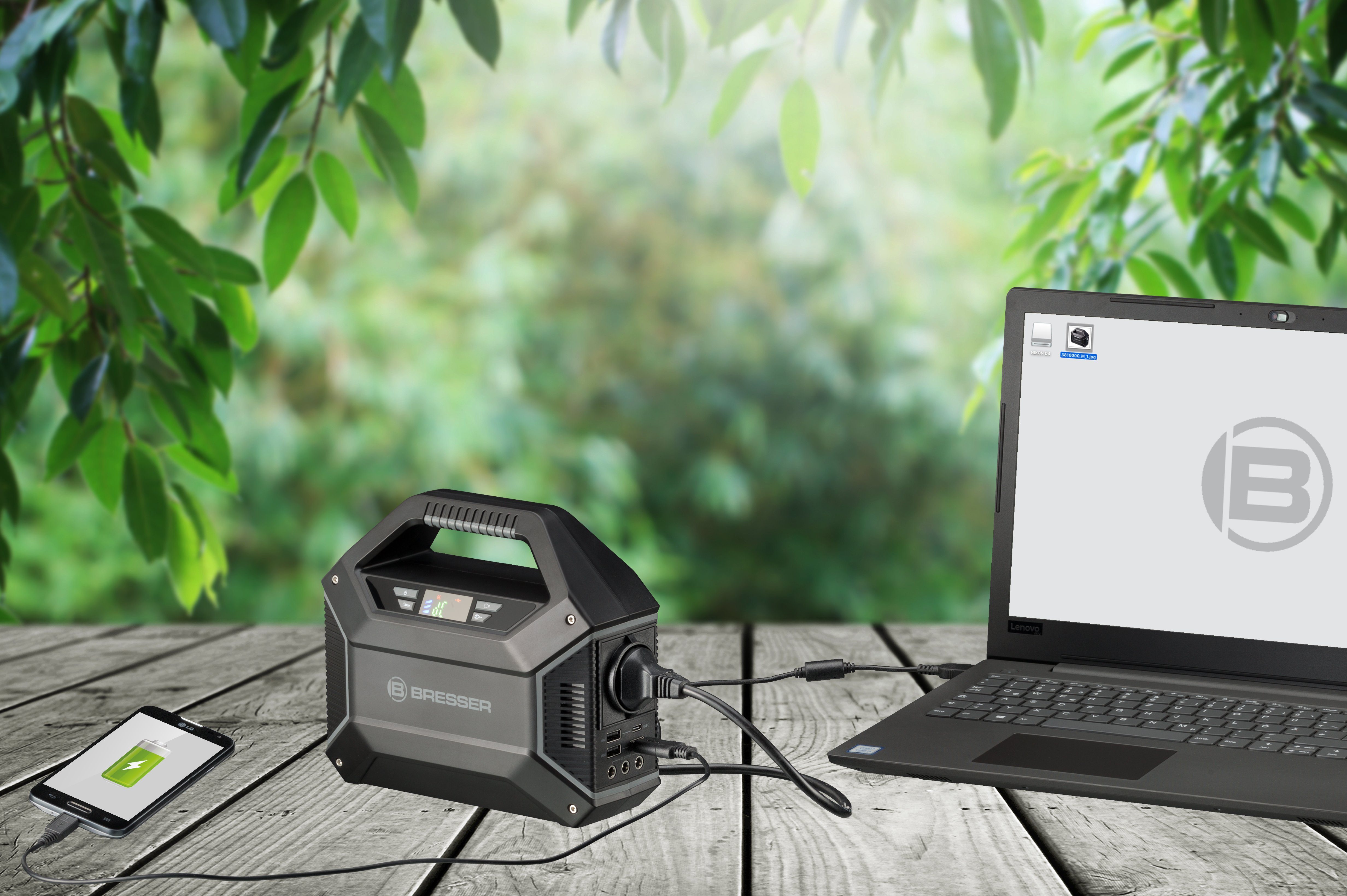 BRESSER Mobile Power Station portable power storage 100 Watt Powerstation 13000 mAh