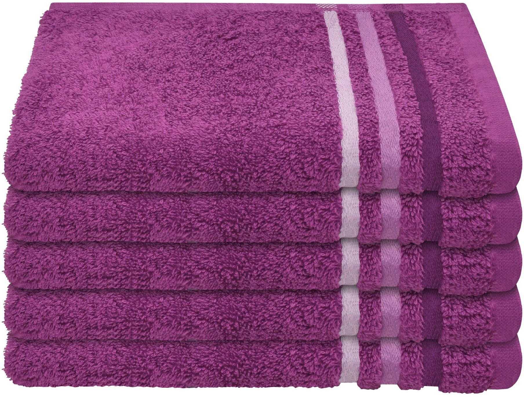 Schiesser Gästehandtücher Skyline Color MADE Frottier Set, (5-St), violett by IN im 5er GREEN OEKO-TEX®-zertifiziert