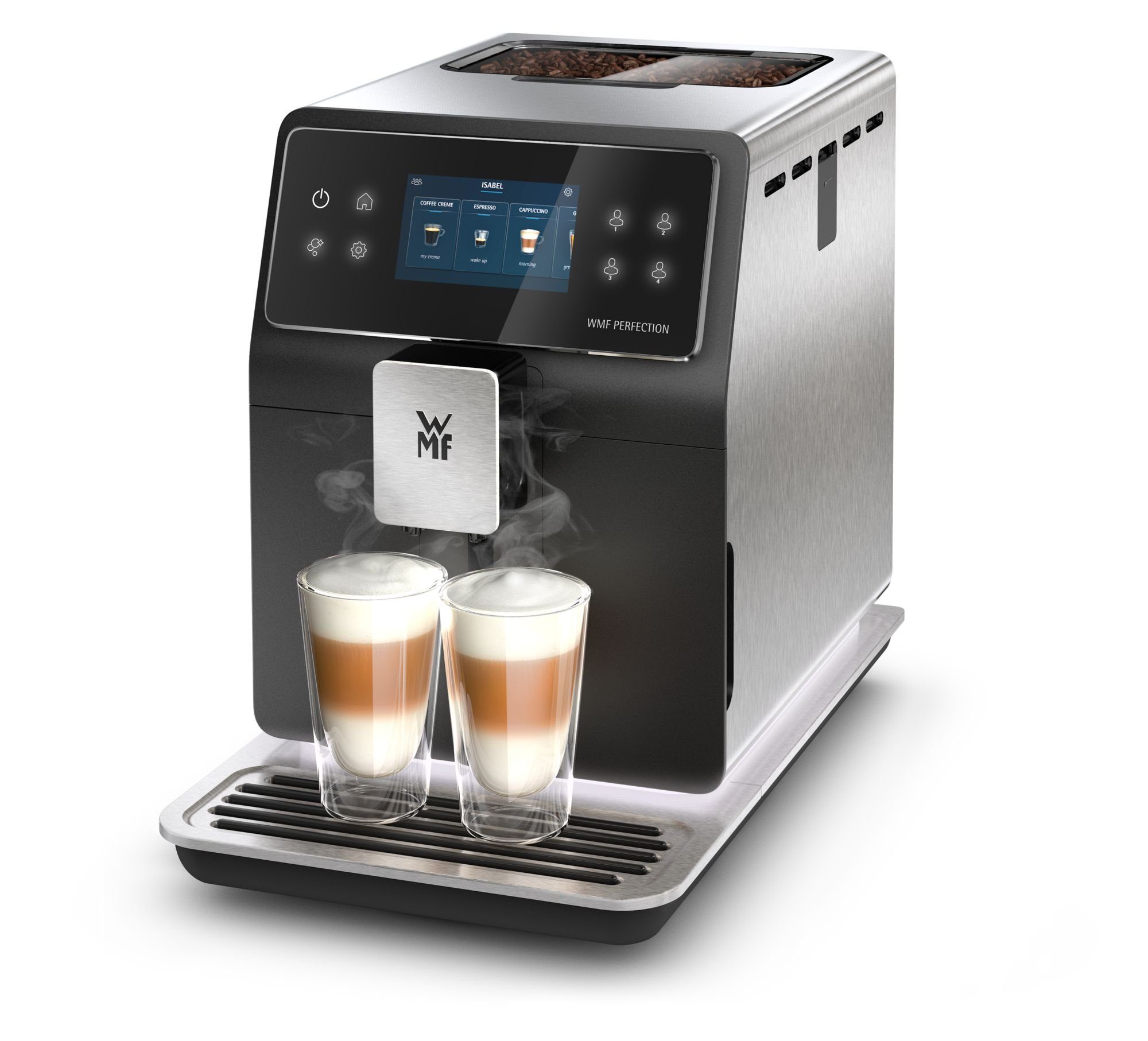 WMF Kaffeevollautomat Perfection 880L, 18 Getränkespezialitäten, Double Thermoblock, Edelstahl-Mahlwerk