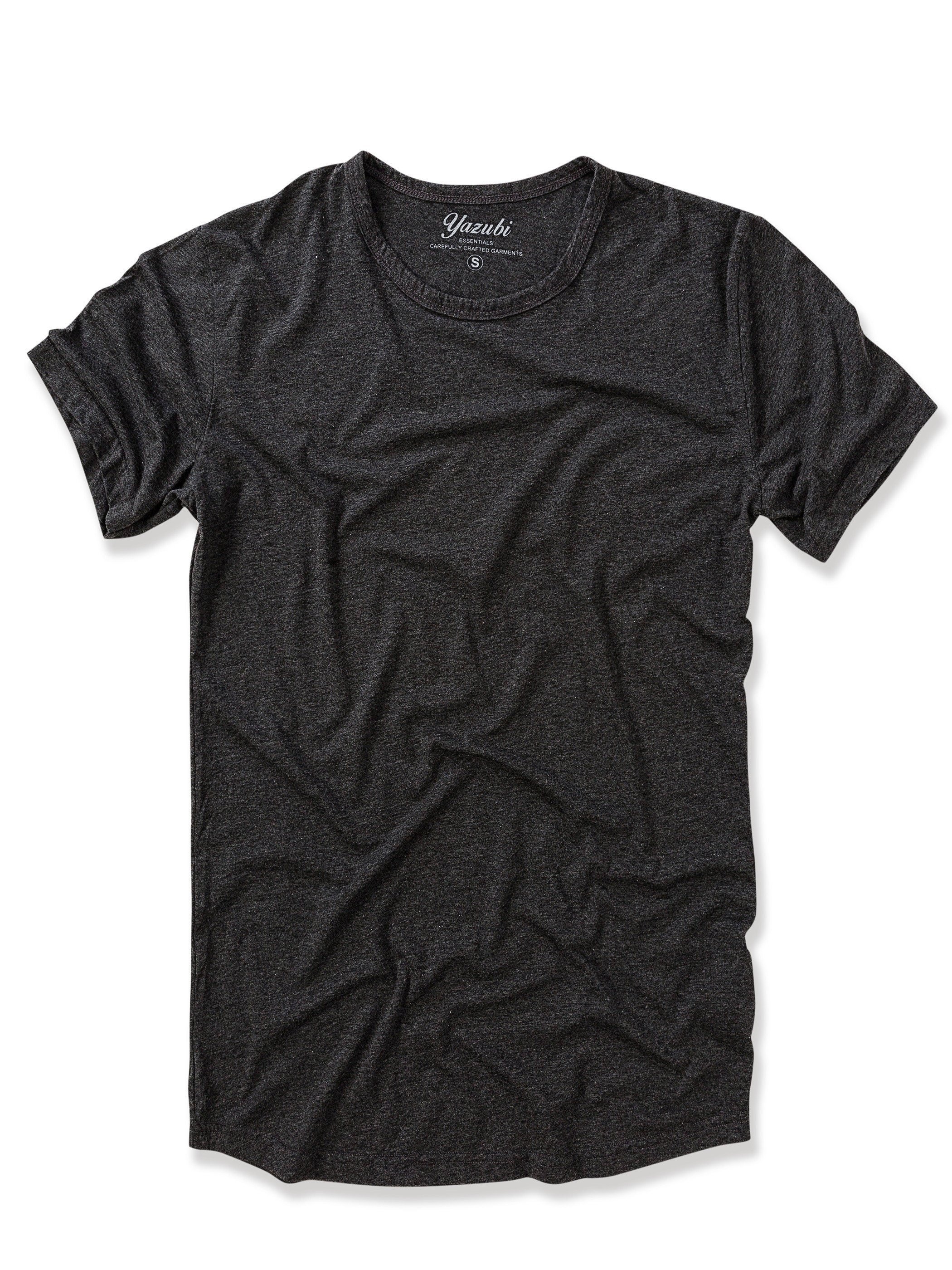 Tee 3er-Pack) Long Shaped 3-Pack (Set, Schwarz Yazubi Max T-Shirt modernes Rundhalsshirt 190000) (raven