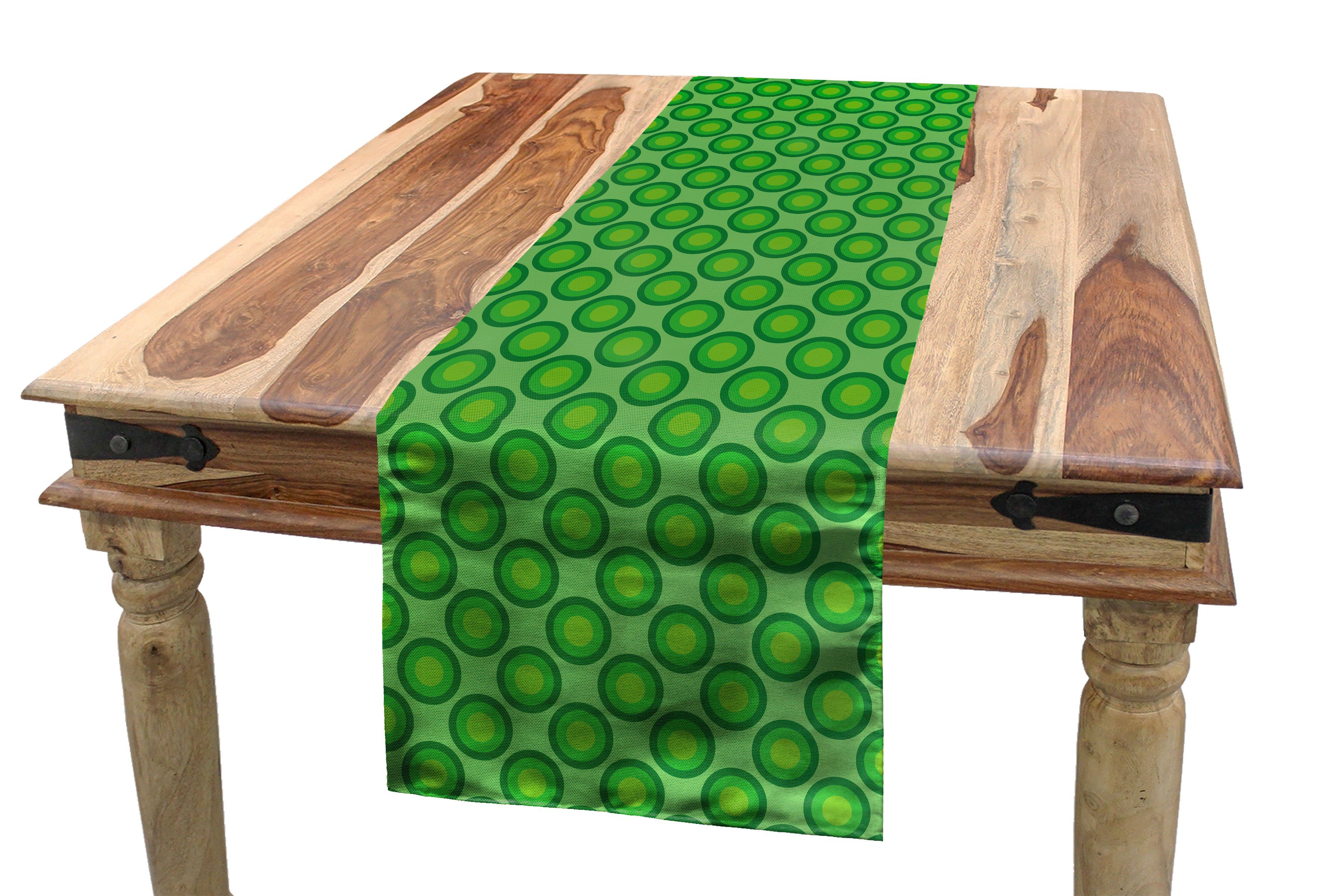 Abakuhaus Tischläufer Esszimmer Küche Rechteckiger Dekorativer Tischläufer, Geometrisch Retro Greenery Runden