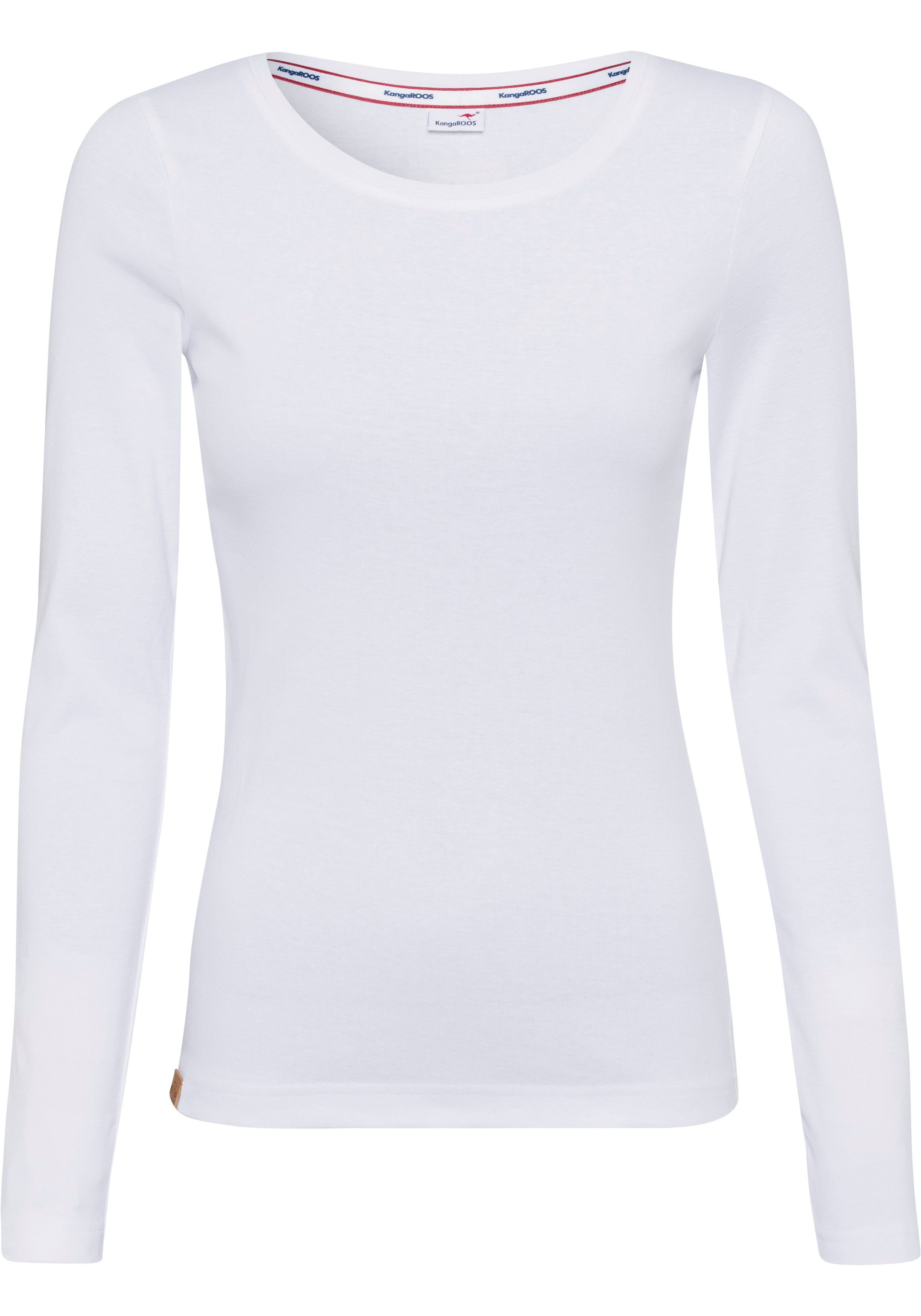 KangaROOS Langarmshirt mit Krempelärmeln, sehr figurbetont, aus Rippware