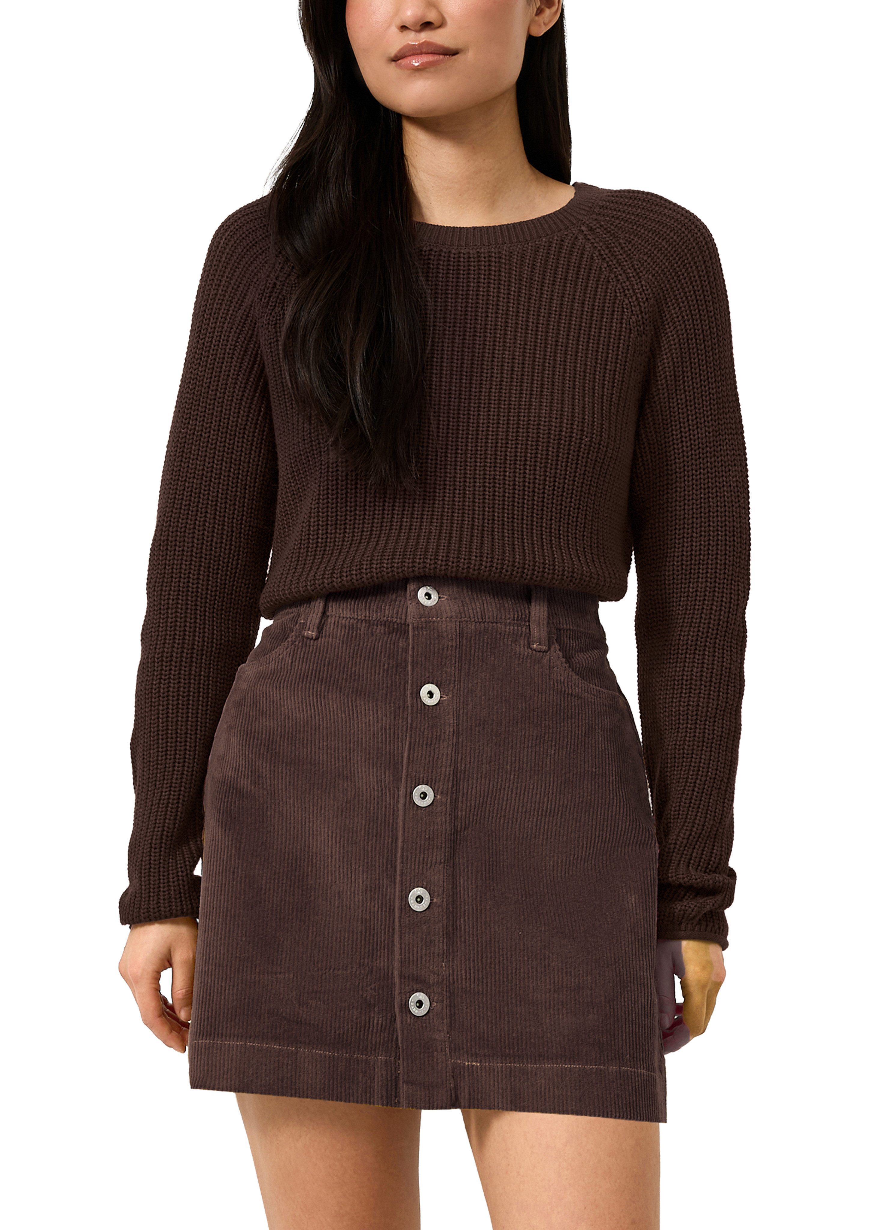 QS Longpullover Strickpullover Pullover mit Rippstruktur und Rollkanten