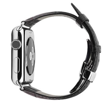 CoverKingz Smartwatch-Armband Leder Armband für Apple Watch 49/45/44/42mm Band Series, Lederband Edelstahl Faltschließe Serie Ultra 2/Ultra/9/8/7/6/SE/5/4/3