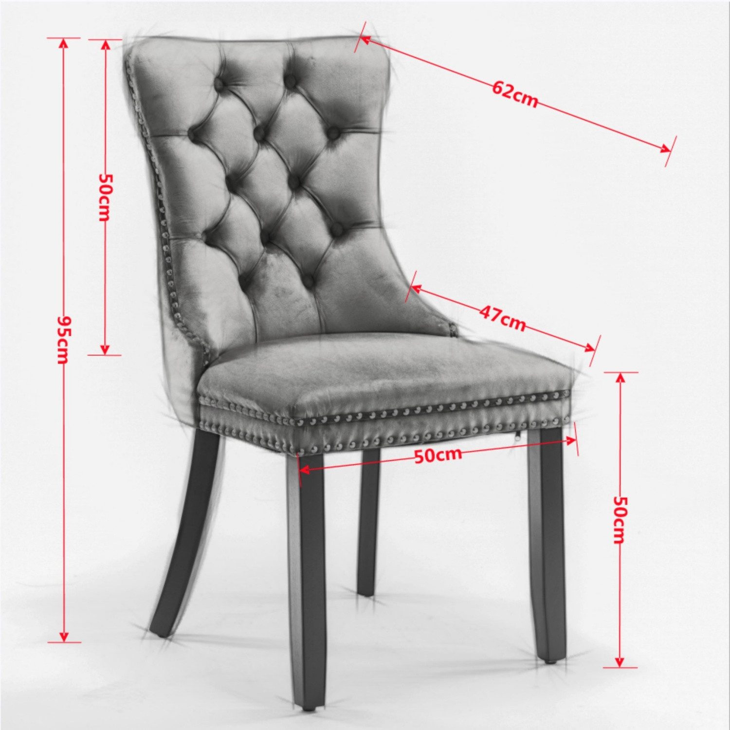 ANYSUN Esszimmerstuhl Esszimmerstühle,2/4/6 er-Set Samt Chesterfield,bis 130 kg,French Style (Polsterstühle mit Knopfheftung & Ziernieten, Massivholz Rubberwood, 2 St), für Esszimmer,Wohnzimmer oder als Akzentstuhl in anderen Bereichen
