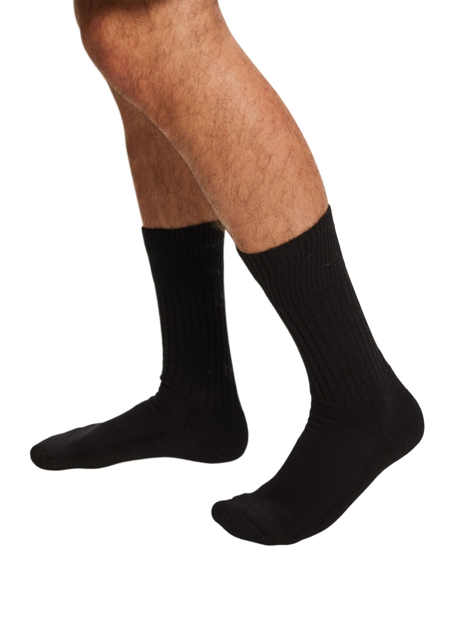 grobem Socken Socken Esprit Rippstrick aus BLACK
