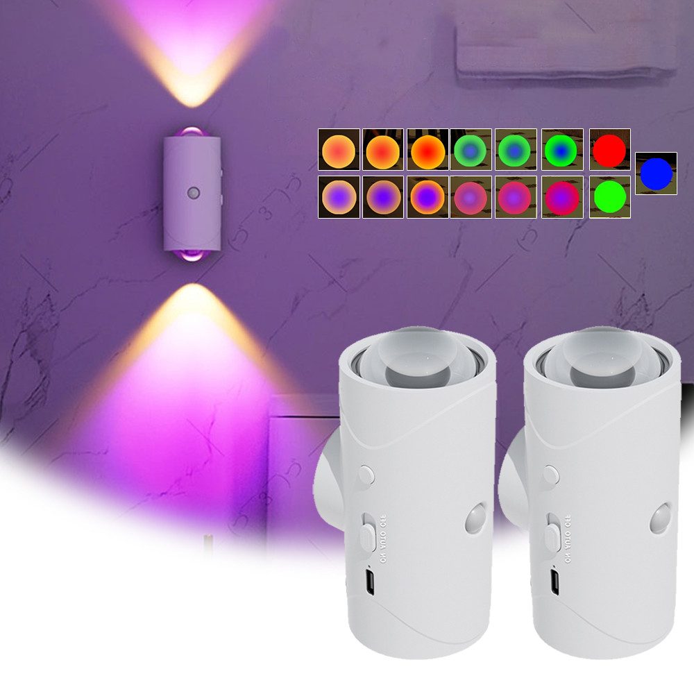 PRIISF LED Würfel Akku Wandleuchte mit Bewegungsmelder Wandlampe RGB Up Dow günstig online kaufen