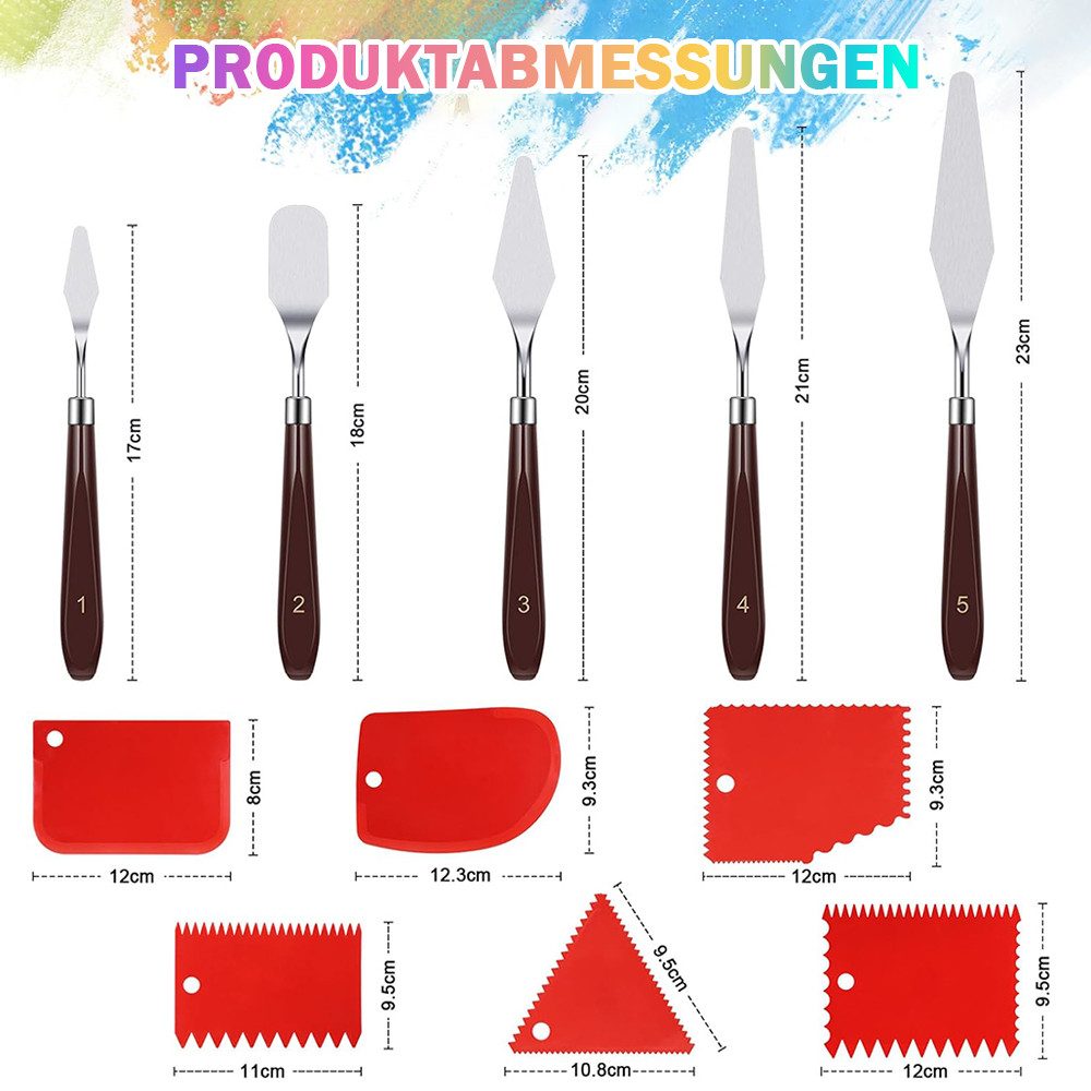 AFKSMILE Malerspachtel 11 Stück Spachtel Set Acrylmalerei, Malerspachtel Spachtel Set (11-St) 5 Stück Palettenmesser &  6 Stück Plastik Abstreifermesser