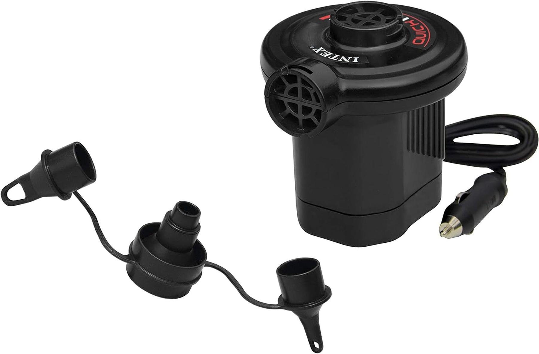 Intex Luftpumpe Elektrische Pool QuickFill Pumpe 12V Auto KFZ Luftmatratze Luftbett, Camping,Mini-Kompressor,3 verschiedene Steckeventile