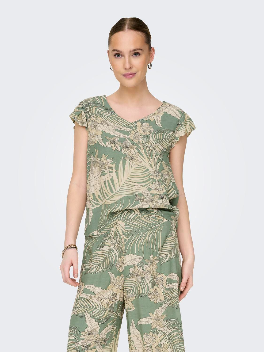 ONLY V-Shirt ONLPALINA LIFE SS V-NECK TOP PTM günstig online kaufen