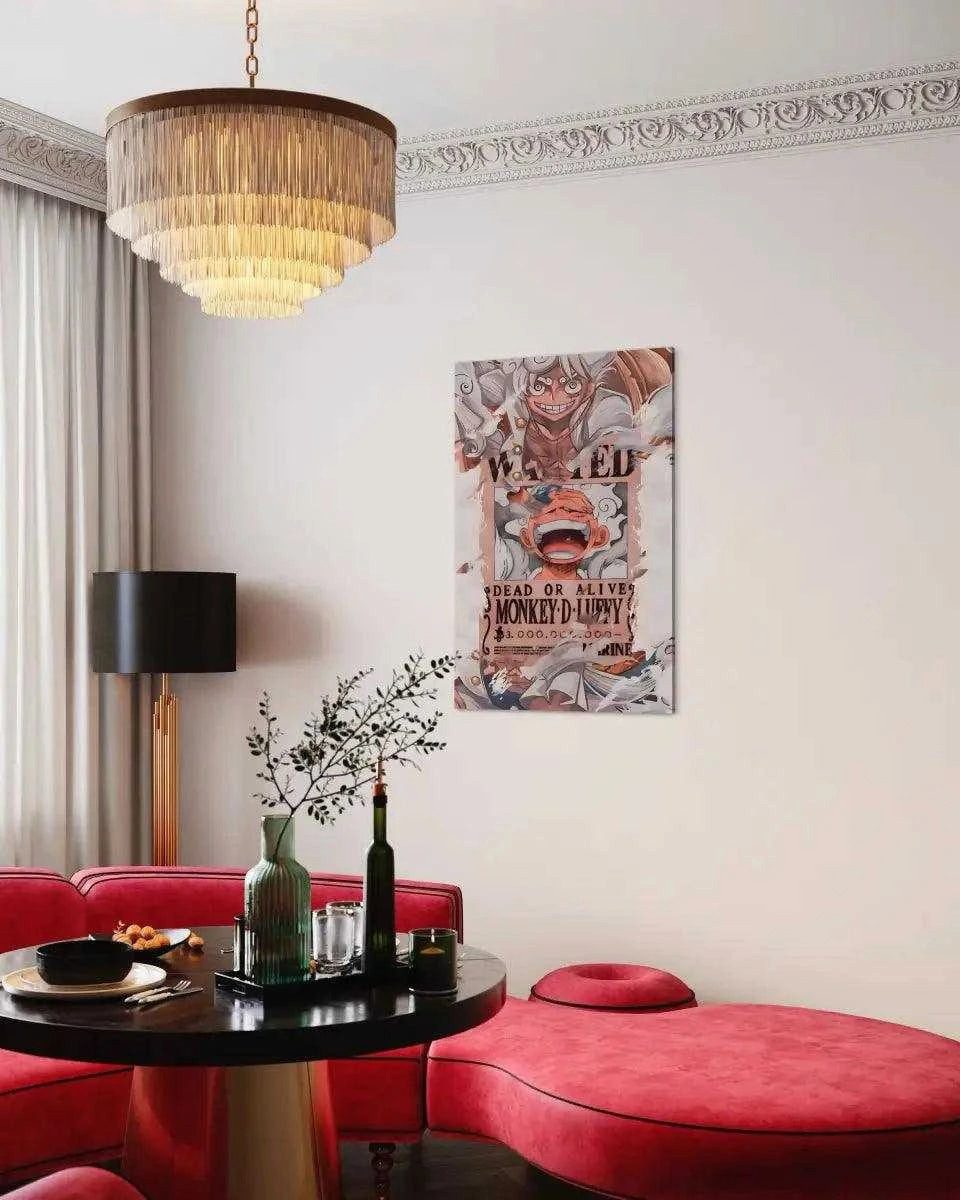 SimpleCanvas Wandbild Monkey D. Luffy - Anime Leinwandbild, Wandbild One Piece, Luffy Kopfgeld