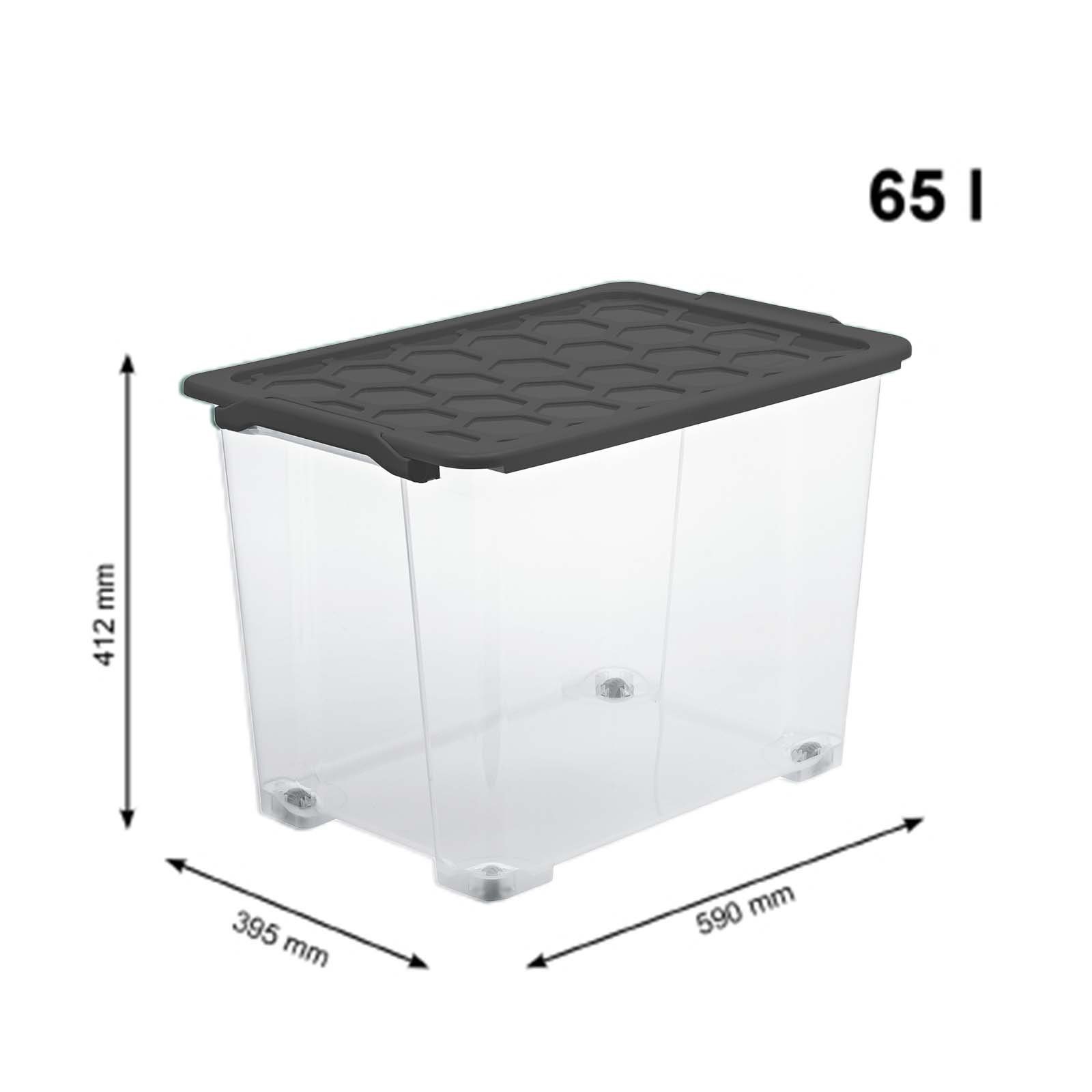 ROTHO Aufbewahrungsbox Evo Safe Keeping Aufbewahrungsbox 65l mit Deckel und Rädern