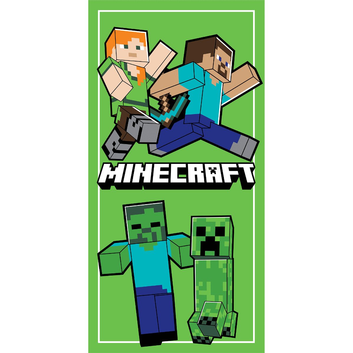 Minecraft Strandtuch Power Walking Strandtuch 70 x 140 cm Microfaser Badetuch, (Packung)
