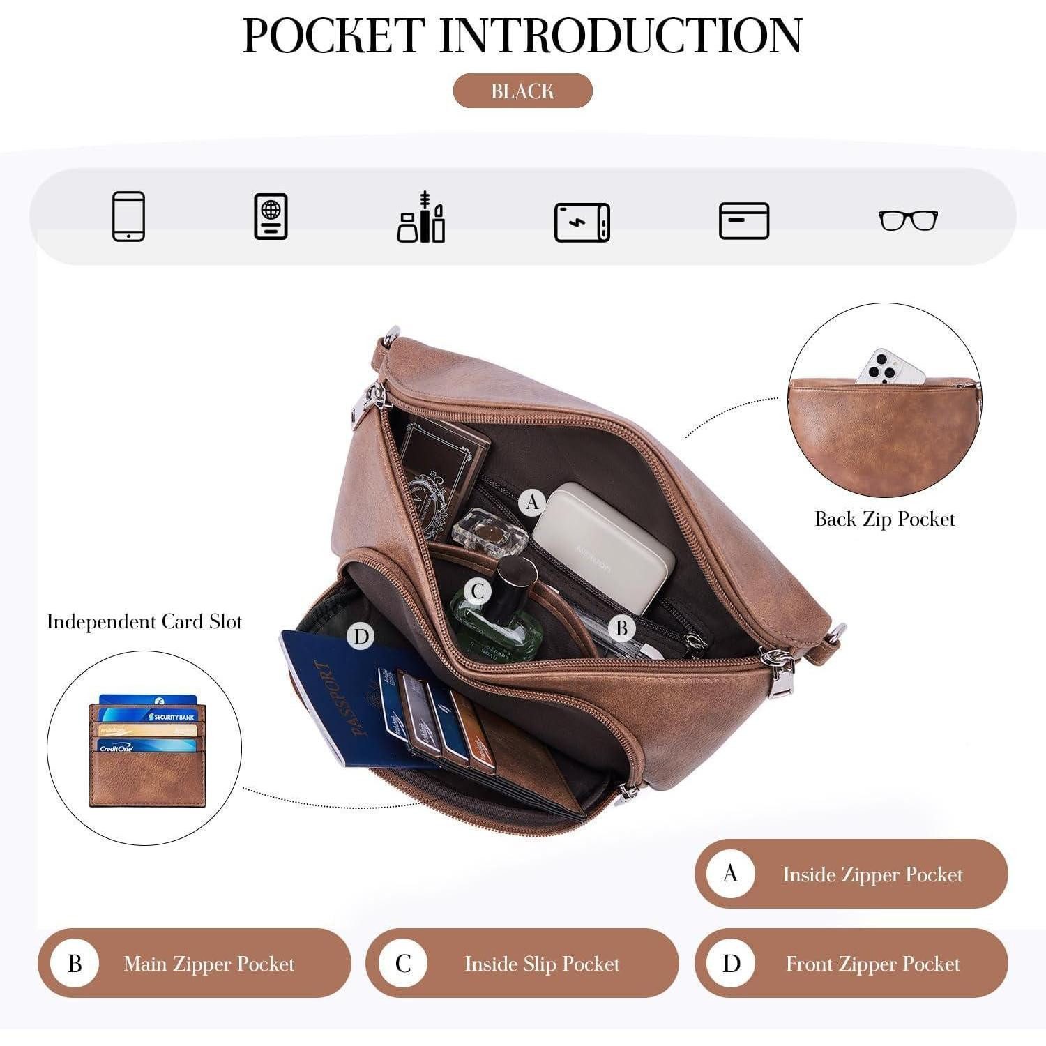 LuxusKollektion Umhängetasche Kleine Damen Umhängetasche Veganes Leder RFID Blockierung Brusttasche