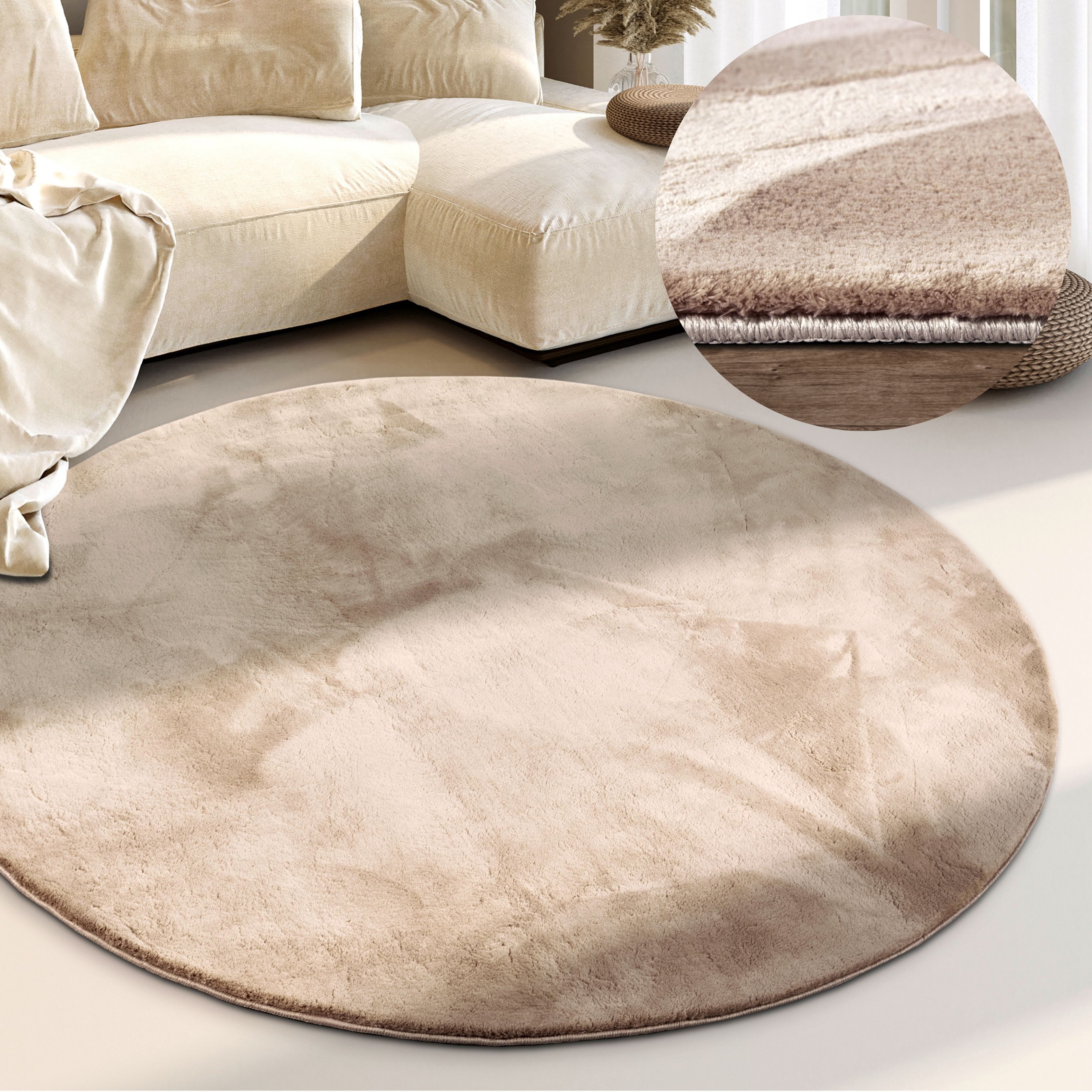 Villeroy & Boch Teppich Leon, rund, Höhe: 15 mm, Langflor, Shaggy, einfarbig, flauschig, weich, glänzend, modern, uni