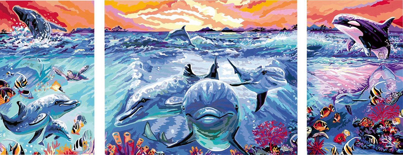 Thumbnail - Ravensburger Malen nach Zahlen CreArt, Dolphins at Sunset, Made in Europe