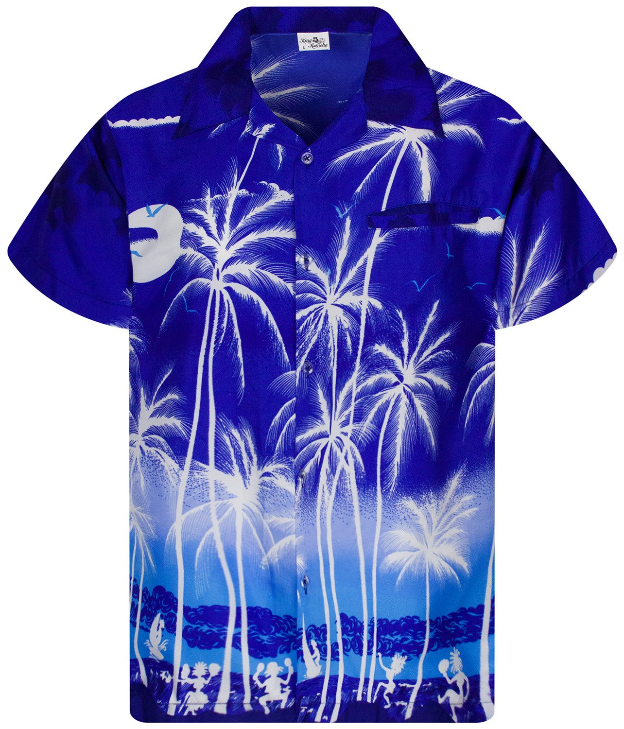 King Kameha Hawaiihemd Beach Negative Funky Hawaii-Hemd Herren Kurzarm Front-Tasche Stylish