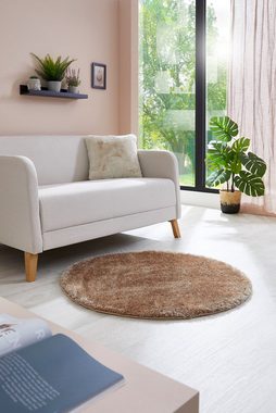 Hochflor-Teppich Lahti, andas, rund, Höhe: 45 mm, Uni Farben, weich & kuschelig, ideal im Wohnzimmer & Schlafzimmer