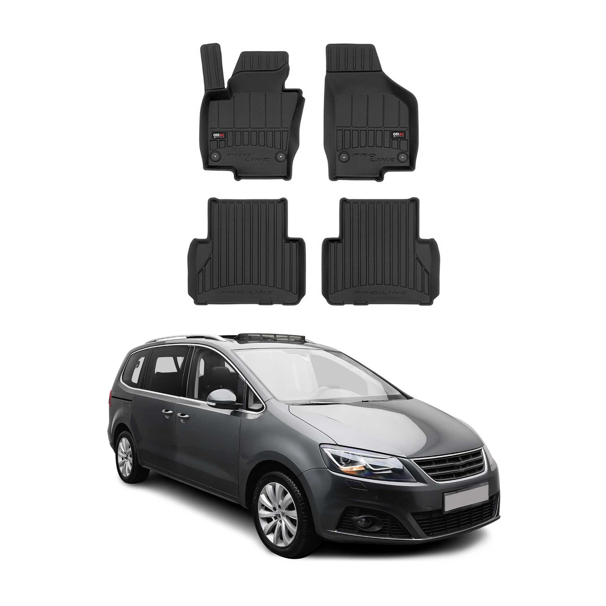 OMAC Auto-Fußmatten für Seat Alhambra 2010-2020 Schwarz 4 tlg TPE (4 St), für Seat Alhambra 2010-2020 Seat Alhambra 2010-2020, Antirutsch,Wasserfest,Einfache Installation