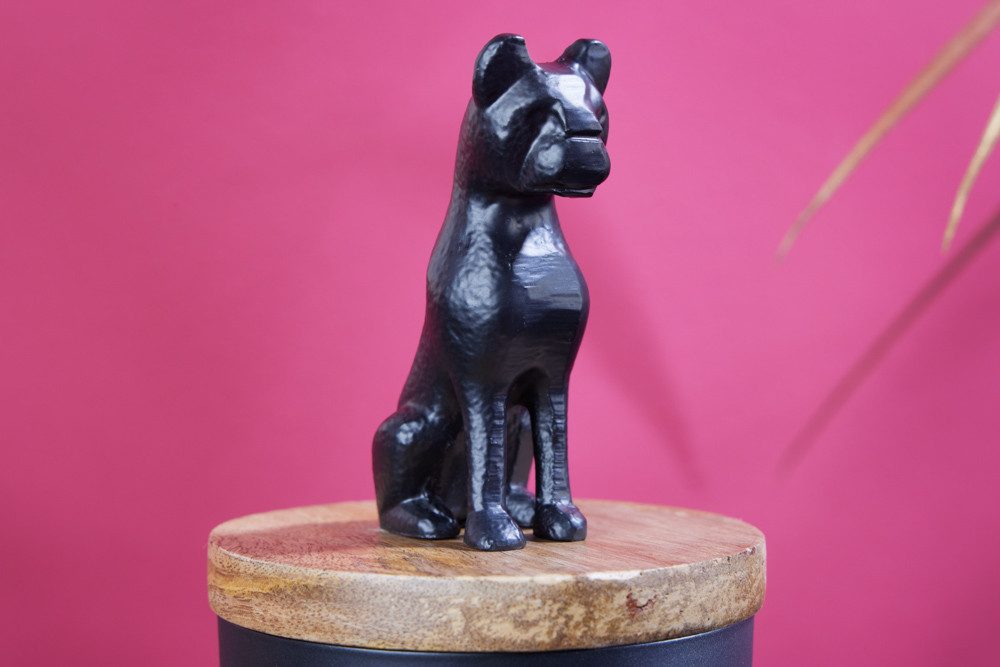 riess-ambiente Aufbewahrungsdose PANTHER 20cm schwarz – Metalldose mit Raubkatze & Holzdeckel (Einzelartikel, 1 St), Panther-Figur aus Metall, Deckel aus Mangoholz, Safari-Design-Dose