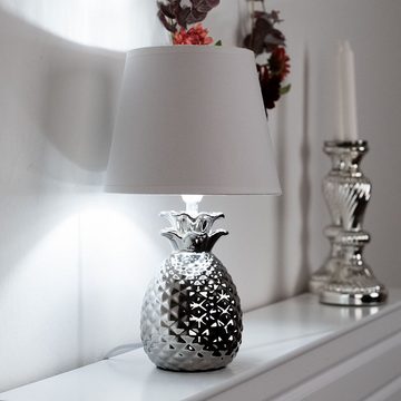etc-shop LED Tischleuchte, Leuchtmittel inklusive, Warmweiß, Farbwechsel, Tisch Leuchte Ess Zimmer Textil Keramik Lese Ananas Lampe