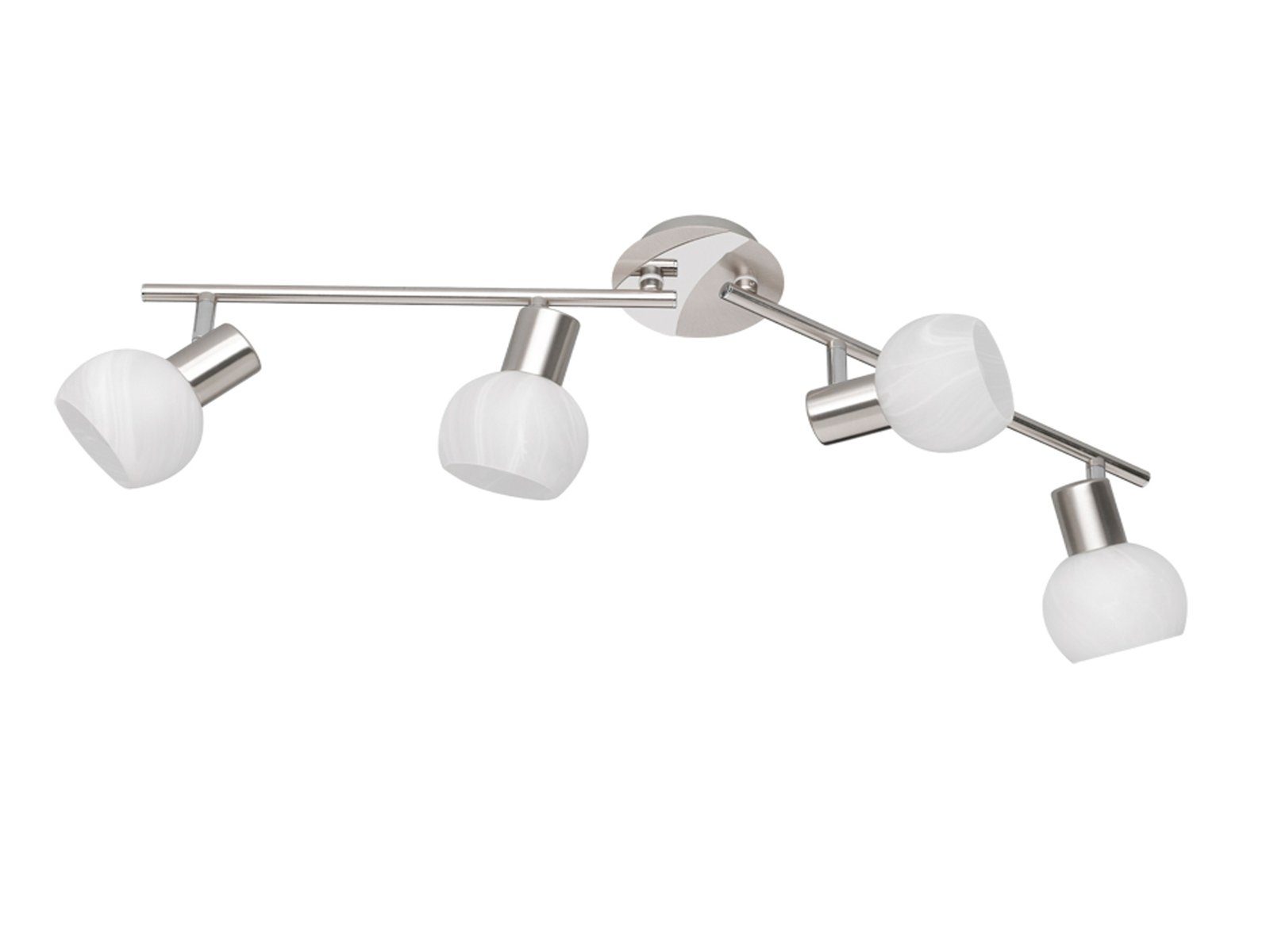 Reality Leuchten LED Deckenstrahler, Dimmfunktion, LED wechselbar, Warmweiß, innen, Bürobeleuchtung Treppenhaus Lampenschirme Glas Weiß, B 69cm