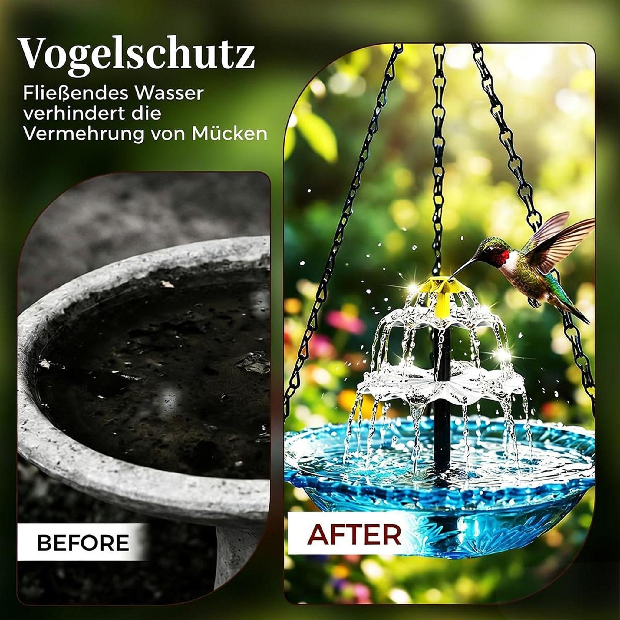 FELIXLEO Gartenbrunnen Solar Vogelbad Wasserfall Brunnen Hängend Solarpumpe Gartendeko