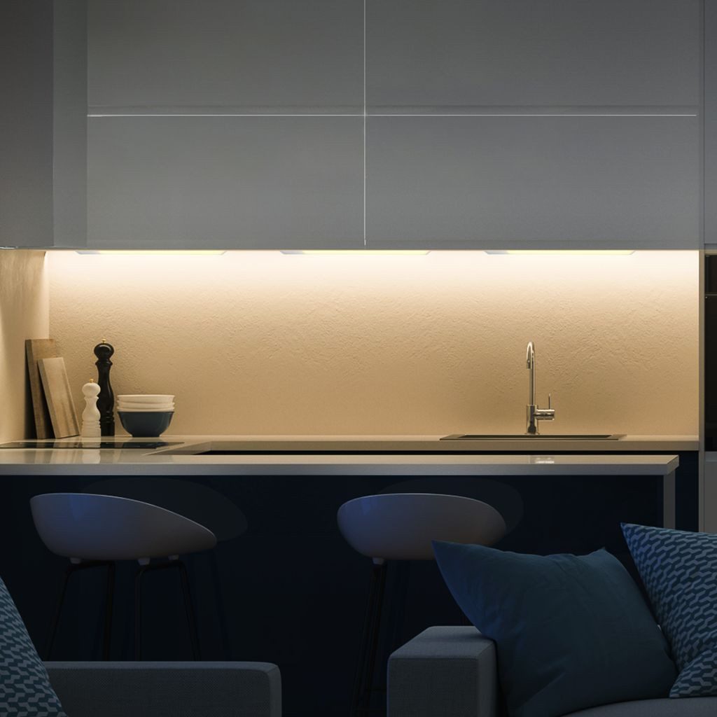 B.K.Licht LED Unterbauleuchte mit Schalter 57x4,9 cm Küche 230V weiß-silber, LED fest integriert, 2700K - Extra-Warmweiß, 3000K Schranklicht flach 10W 1100lm Aluminiumgehäuse Esszimmer Schrank
