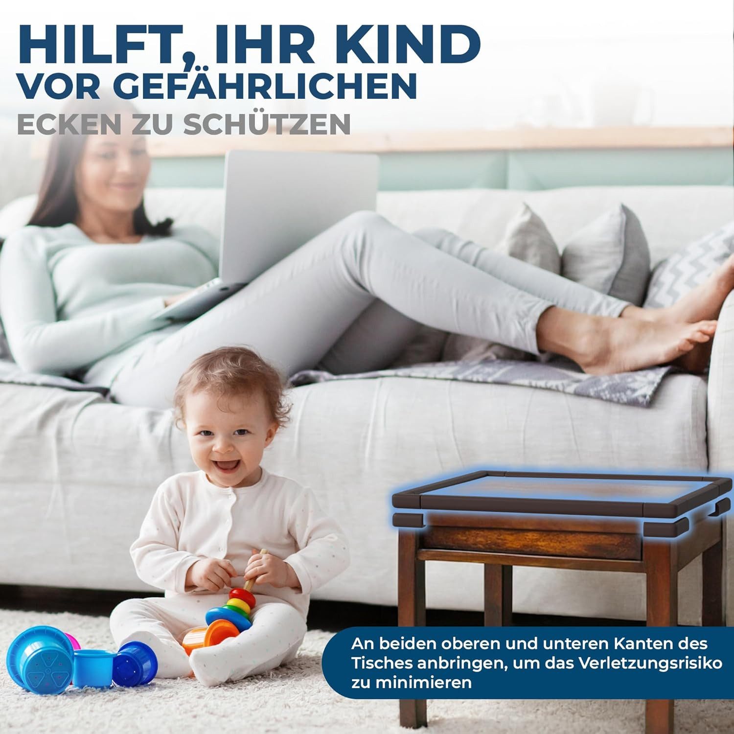 Hoffenbach Kindersicherung Kantenschutz-Set aus Schaumstoff, Eckenschutz und Fingerschutz – Bild 4 von 5