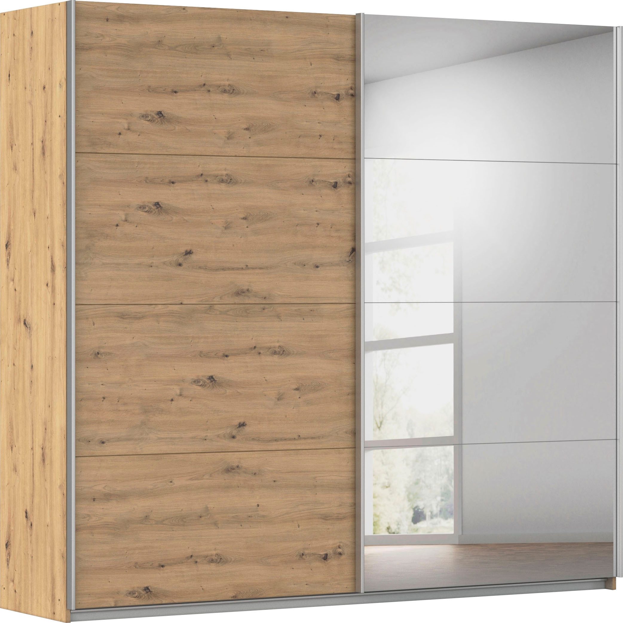 OTTO home Schwebetürenschrank Kleiderschrank Schrank Garderobe Schlafzimmerschrank THANOS (3 verschiedene Ausstattungen BASIC/CLASSIC/PREMIUM (inkl. SOFT-CLOSE) Optional mit Spiegel, Metall-Griffleisten alufarben MADE IN GERMANY