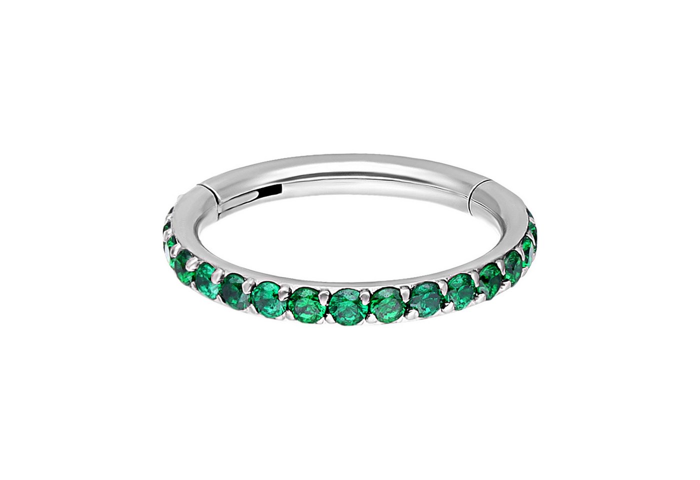 Wildcat Nasenpiercing Pave Set Crystals Conch Ring für Ohr, Nase, Lippe, Bauchnabel, 1 Stück, Chirurgenstahl 316L - wasserfest, hautverträglich, Silber-Smaragdgrün
