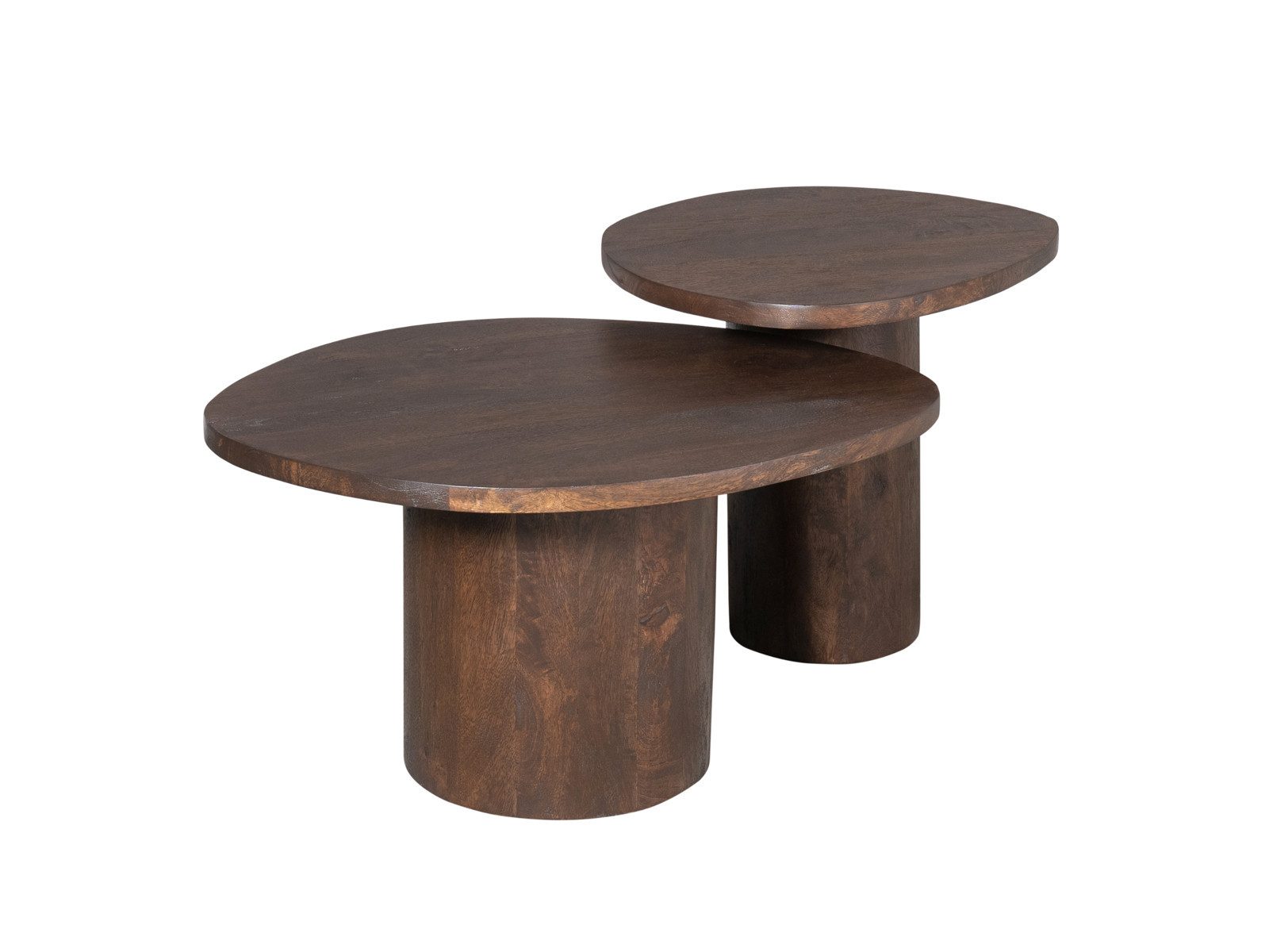 Villa Möbel Couchtisch Mireon Braun Couchtisch 2er-Set, Massives Mangoholz, ruhiges Design, als vielseitiges 2er-Set nutzbar.
