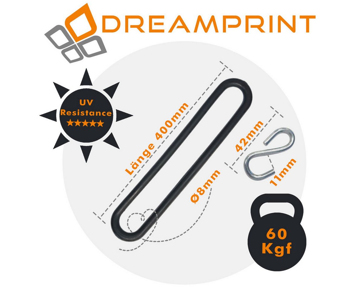 Thumbnail - Dreamprint 50x Gummispannringe 40 cm 8 mm oval schwarz Gummischlinge mit Haken Seil