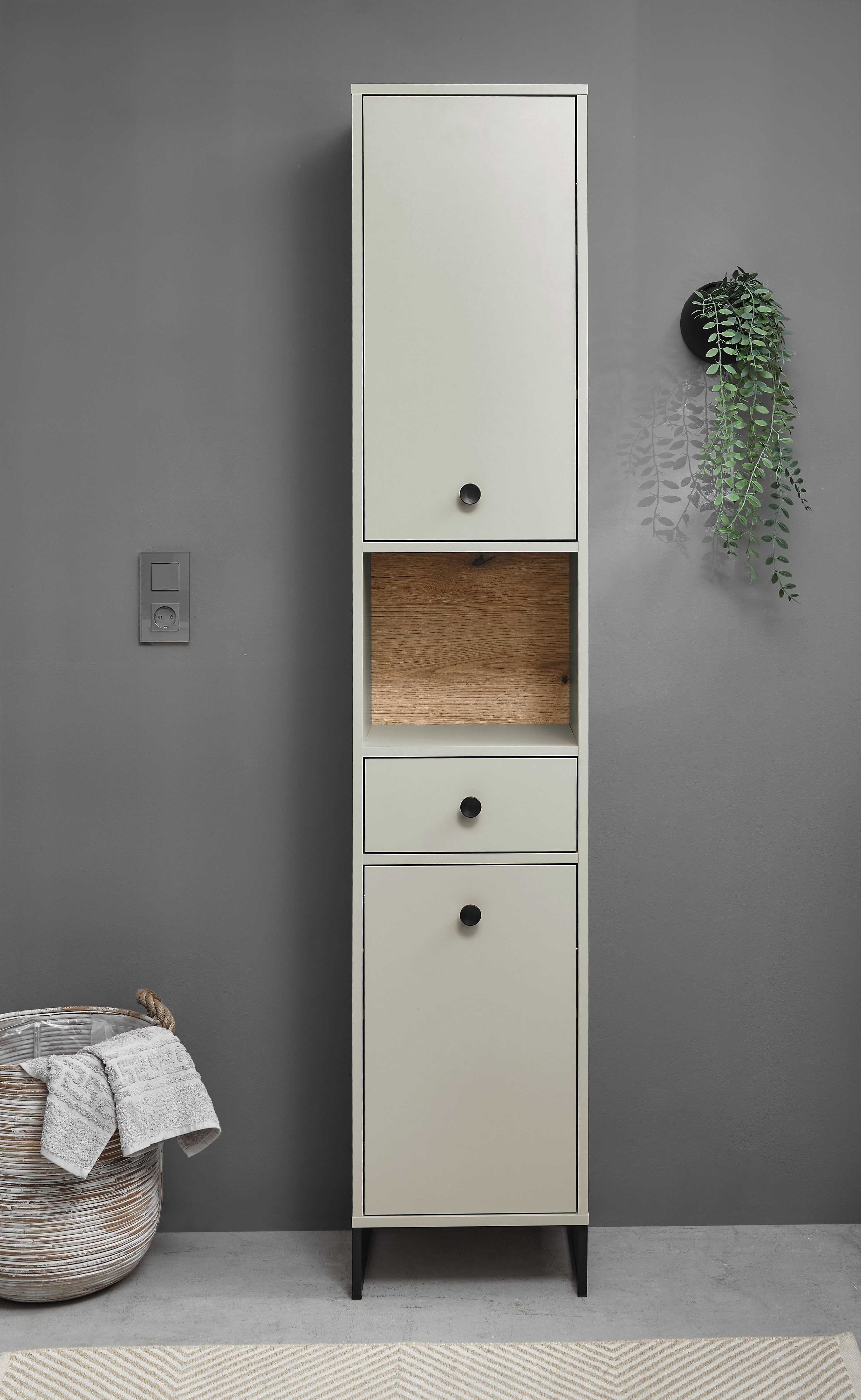 BASIC by Balculina Hochschrank Linea (1-St) Breite 60cm, U-Profil Füße, Unterflurauszug