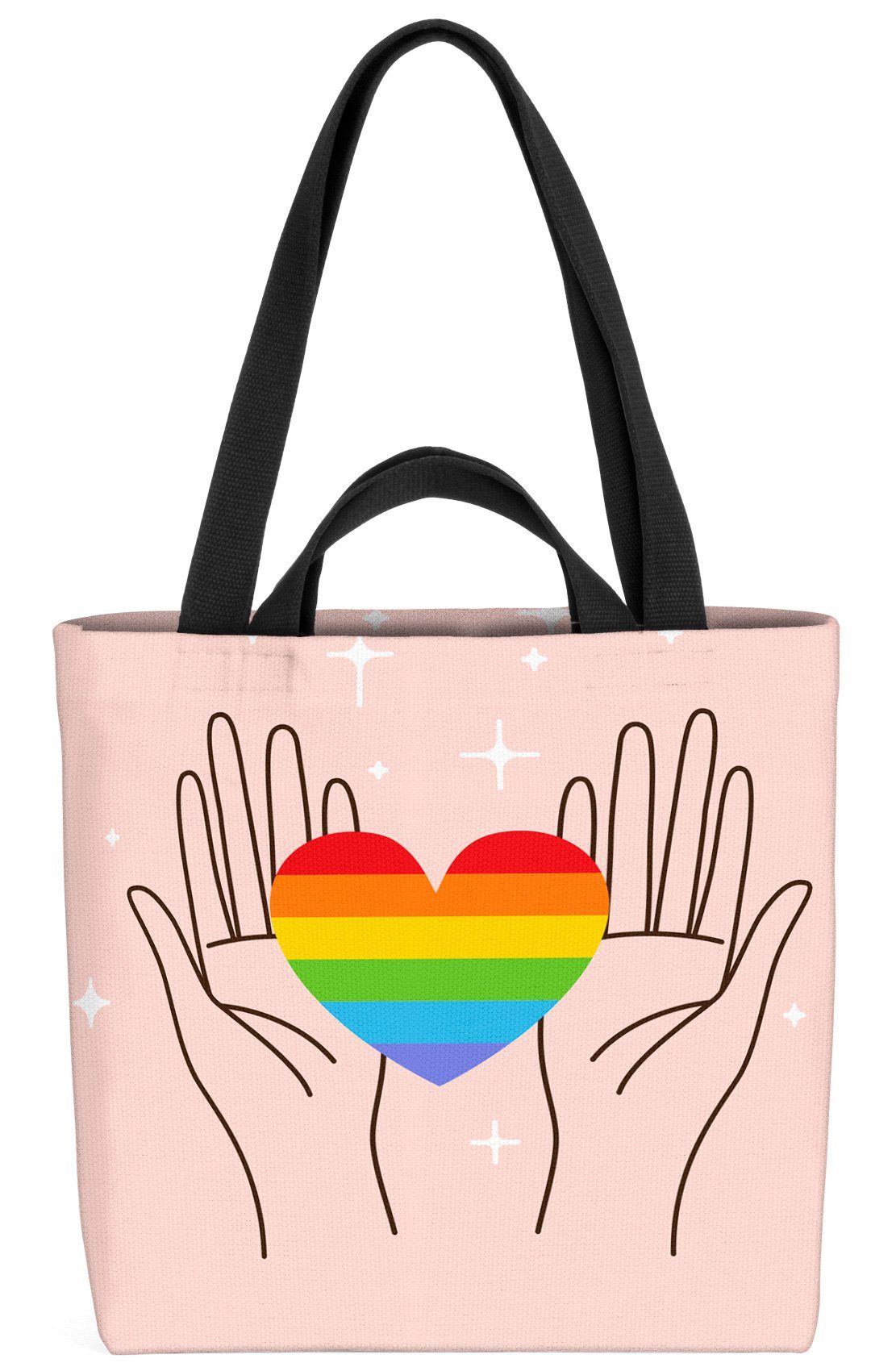 parade Happy Pride Heart pride VOID flag Gay Partner Henkeltasche (1-tlg), gestreift LGBTQ Hände