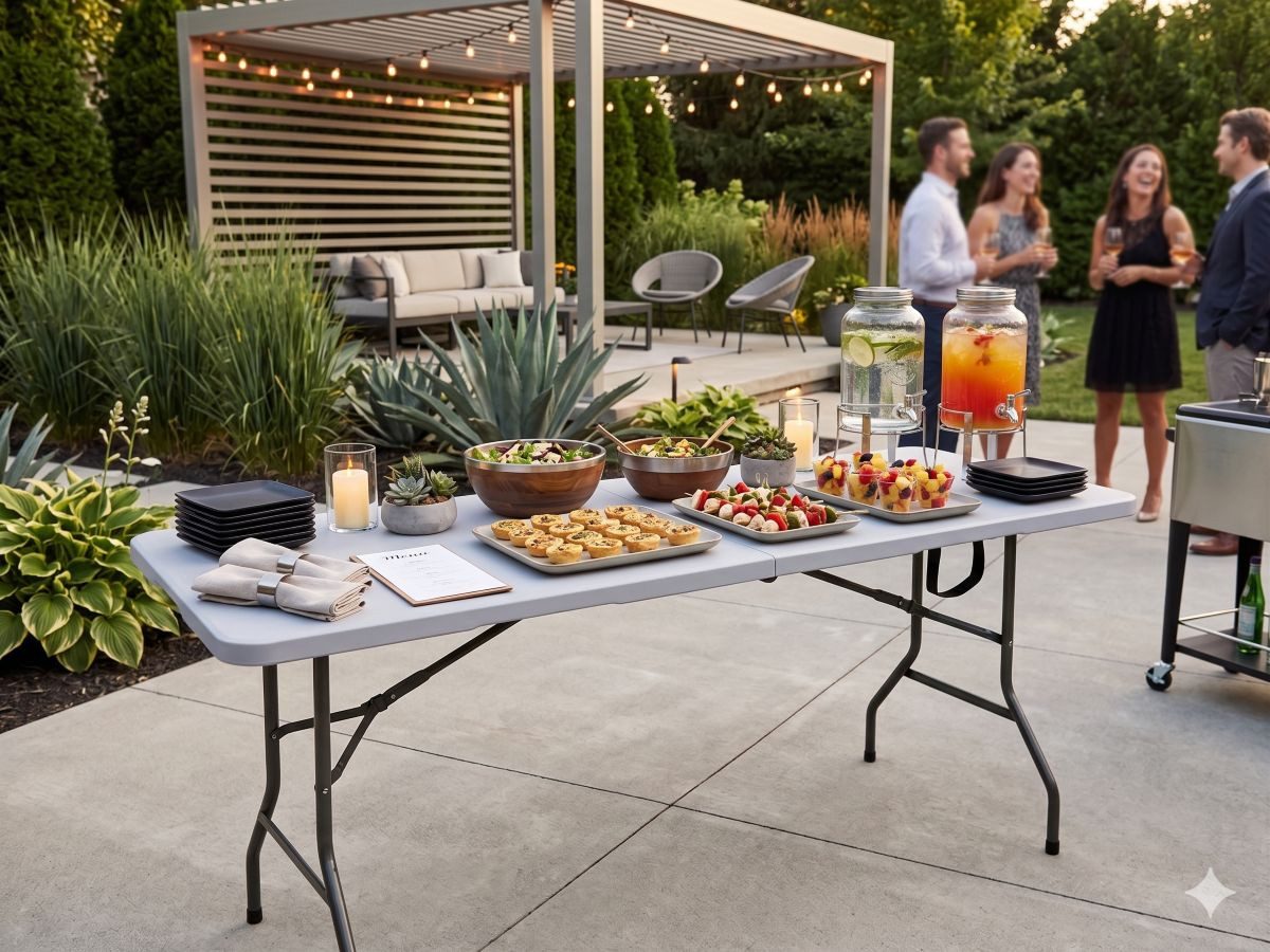 Jet-Line Garten-Essgruppe Buffettisch Gartentisch Klapptisch zusammenklappba