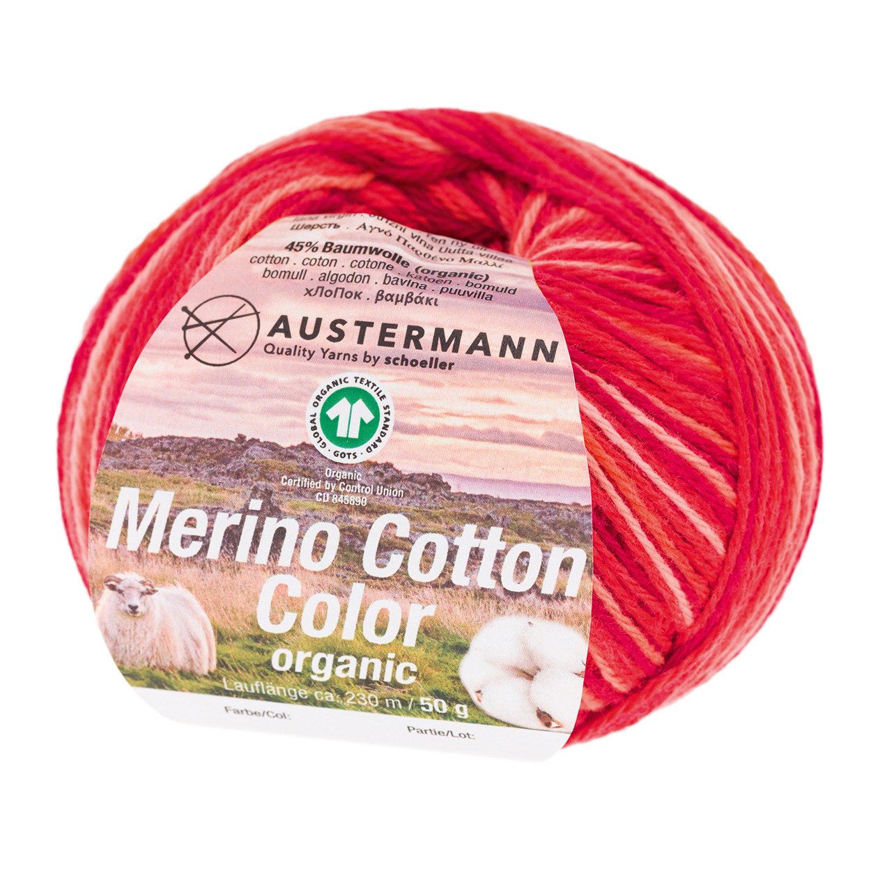 Austermann Garn Merino Cotton Color Häkelwolle, 230,00 m, Naturfaser, Lacemuster
