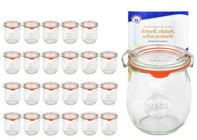 MamboCat Einmachglas 24er Set Weck Gläser 220ml Tulpengläser Deckeln Einkochringen Klammern, Glas