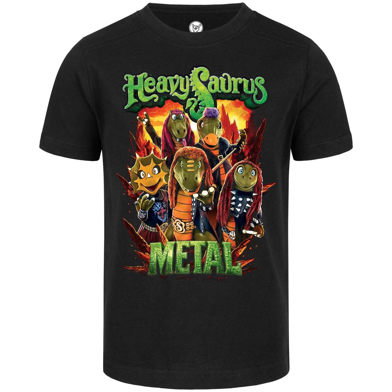 Metal Kids T-Shirt mit Heavysaurus (Metal) Aufdruck für Kinder (2-14 J)