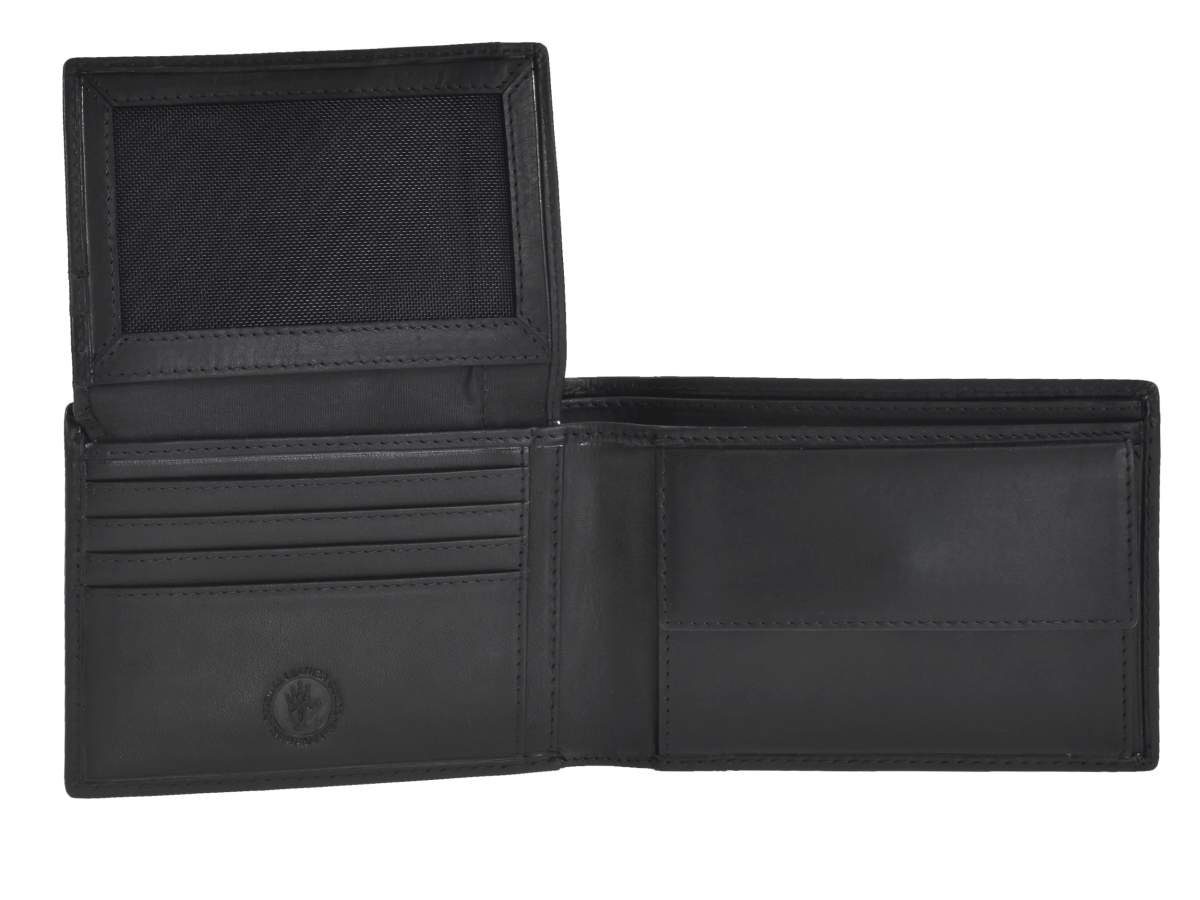 Greenburry Geldbörse Pure Black, Herren 8 Querformat, Portemonnaie im RFID Kartenfächer, Schutz